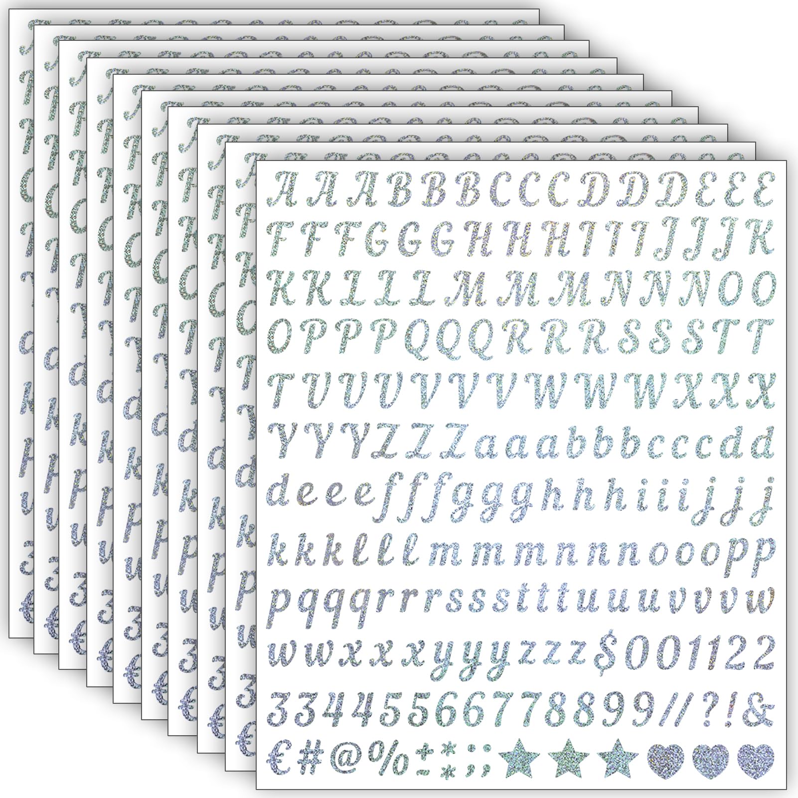 8 vellen zelfklevende vinyl letterstickers - Zwart en Wit - Doe-het