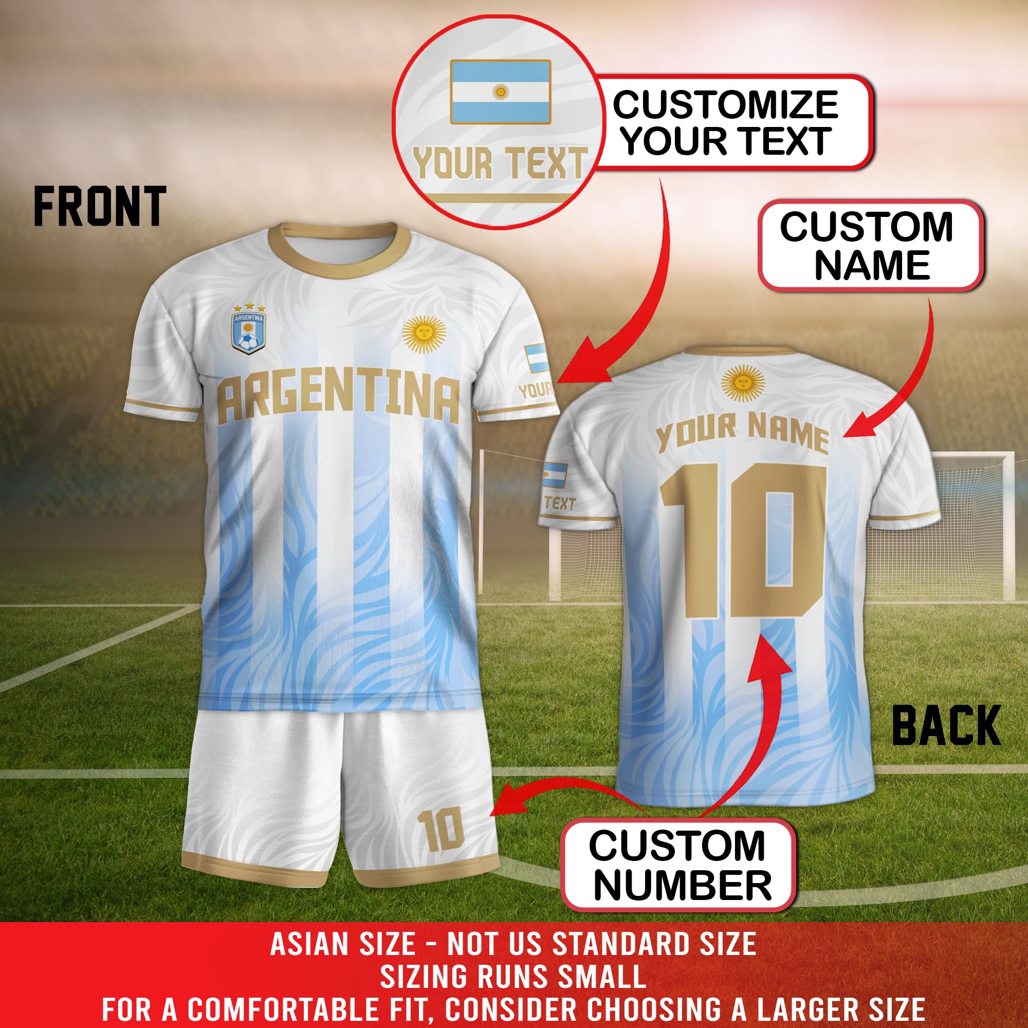 Customized Argentina Soccer Jersey for Men, Personalized Argentina Jersey Soccer 2024, Custom Argentina Soccer Jersey 4