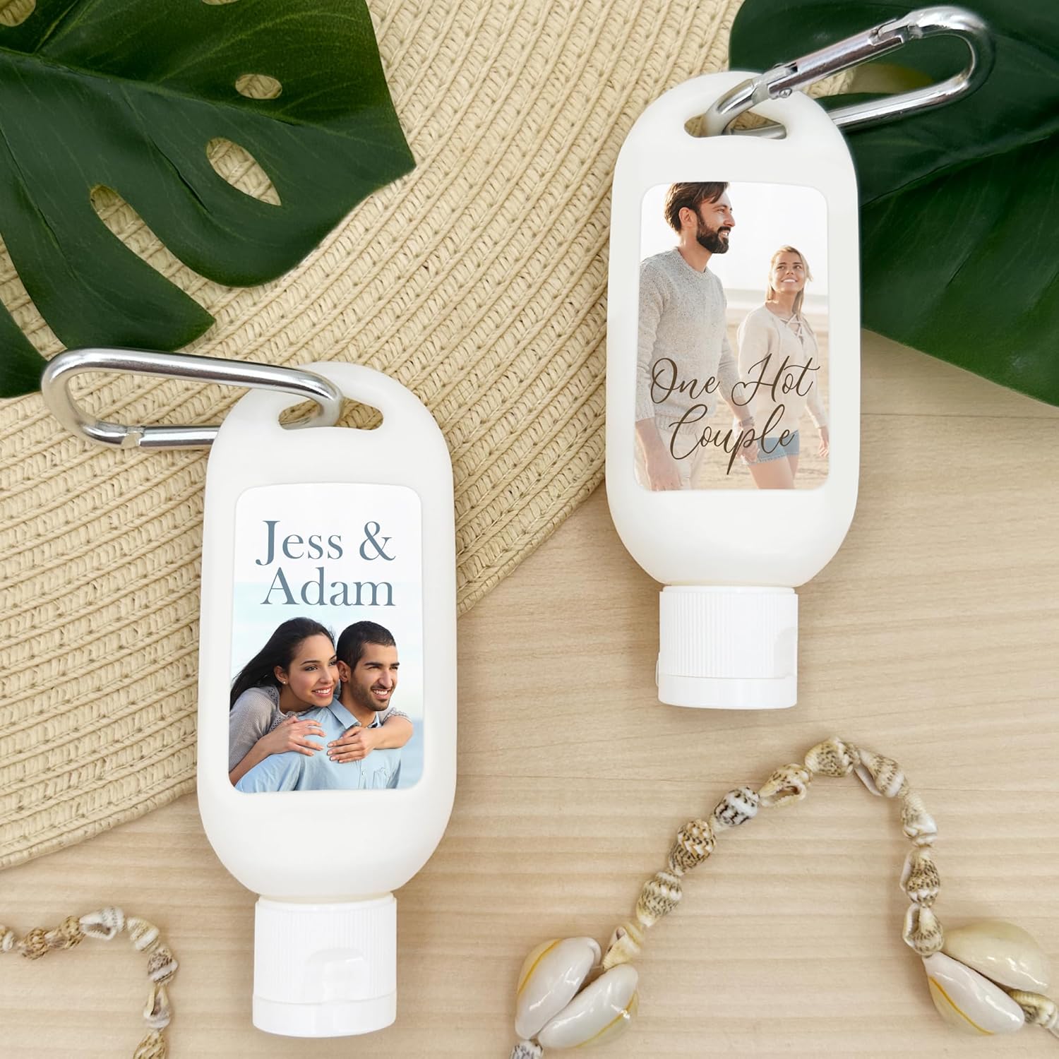 Personalized Sunscreen SPF 30 with Carabiner, Custom Sunscreen for Wedding Favors, Baby Showers, Party Favors (Set of 12)