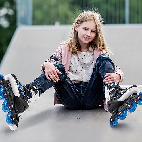 Miniatura 7 de Adjustable Inline Skates for Kids and Teens, Boys Girls Women Beginner Fun Illuminating Skates Outdoor and Indoor