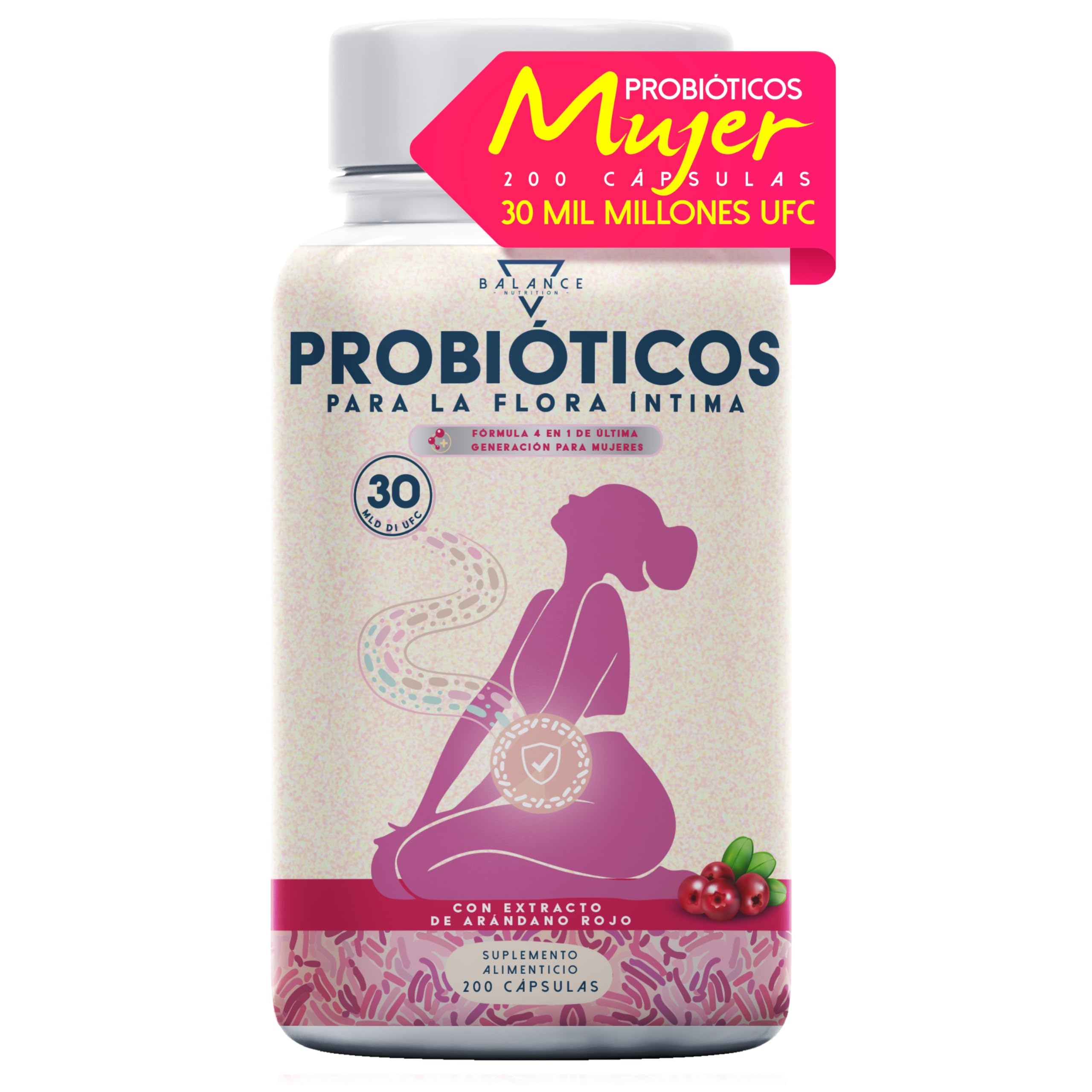 Probioticos Mujer - 200 cps | Ayuda para Vaginosis Bacteriana, Candida y Cistitu