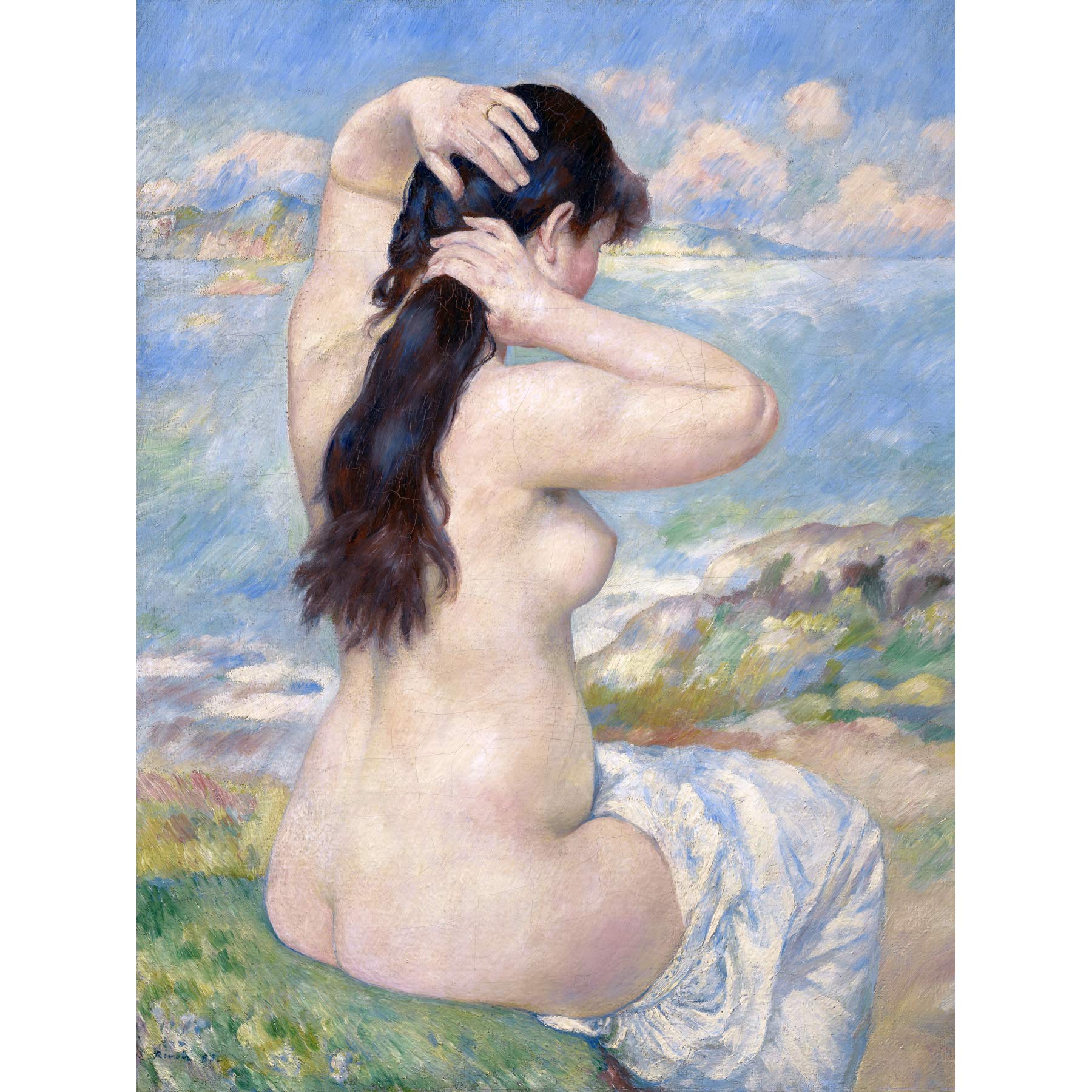 Artery8 Renoir Bather Arranging Her Hair 1885 Painting Premium Wall Art Canvas Print 18X24 Inch