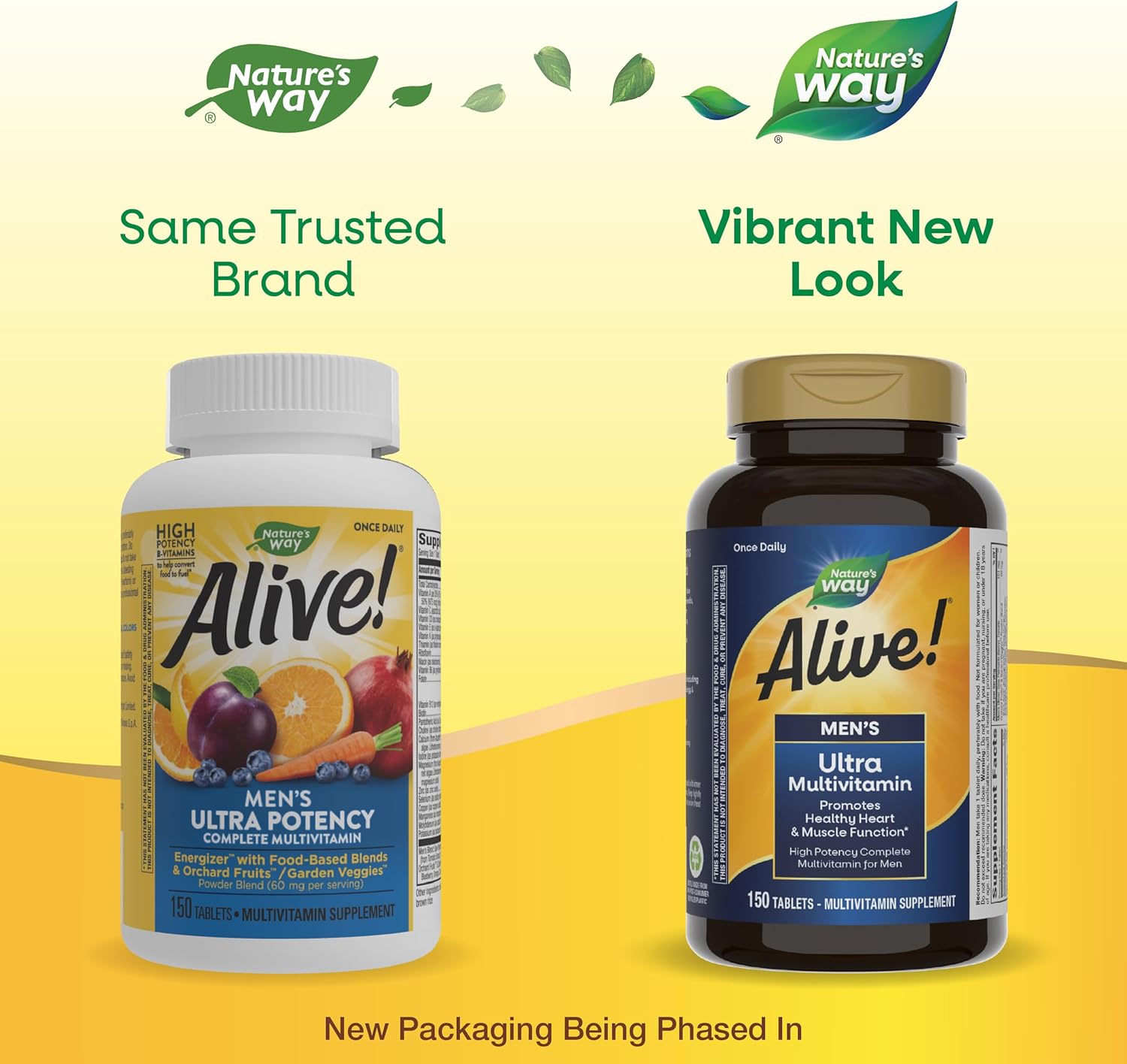 Nature's Way Alive! Men's Daily Ultra Multivitamin, High Potency Formula, Promotes Heart & Muscle Function*, with Methylated Vitamin B12, Gluten Free, 150 Tablets, (Pack of 2)