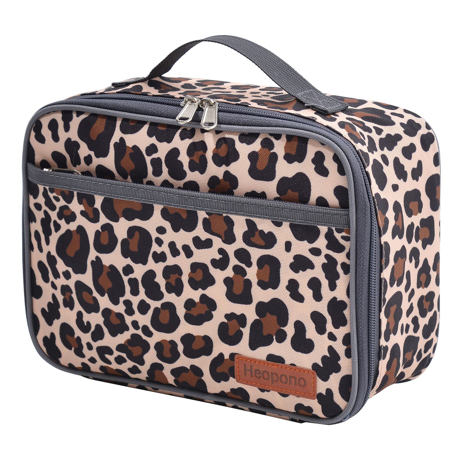 Pretty Jolly Mini Kids Lunch Box, Insulated Reusable Lunch Bag for Girls & Boys, Thermal Meal Container Tote with Waterproof Liner, Hot or Cold Snacks Lunchbox for School,Work,Picnic (Leopard)