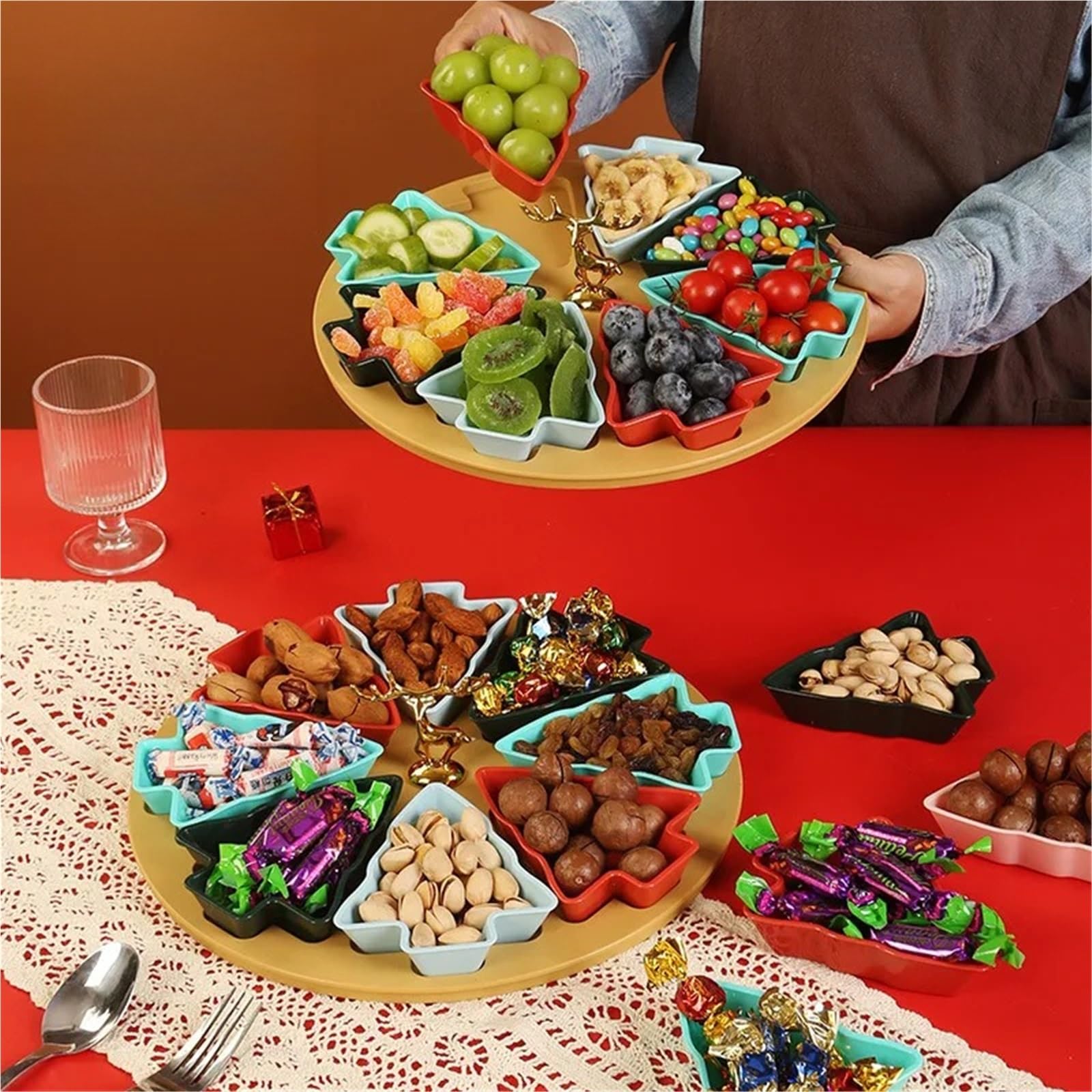 Plato de fruta árbol, plato dividido, seca for el hogar para Almacenar Nueces