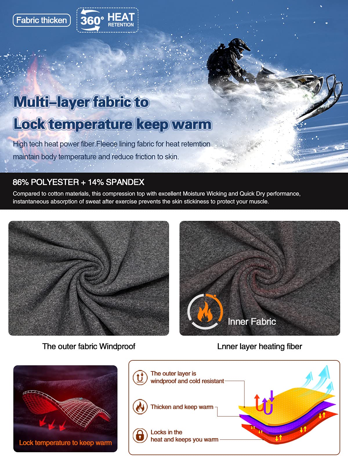 MEETWEE Biancheria Intima Termica Set Uomo, Antivento Funzionale Base Layer Asciugatura Rapida Maniche Lunghe Maglia Termica & Pantaloni per Invernali Sportiva Sci Allenamento Corsa Ciclismo