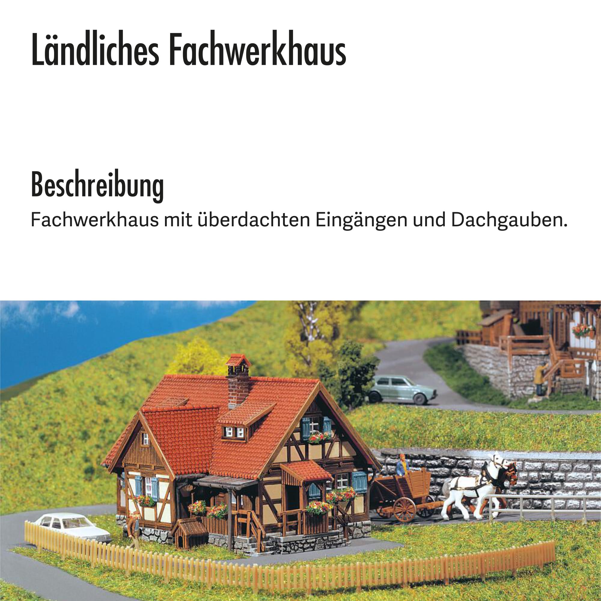 FALLER Ländliches Fachwerkhaus Modellbausatz mit 213 Einzelteilen 77x57x50mm I Modelleisenbahn Zubehör N I Modelleisenbahn Fachwerkhaus mit Dachgauben, Holz