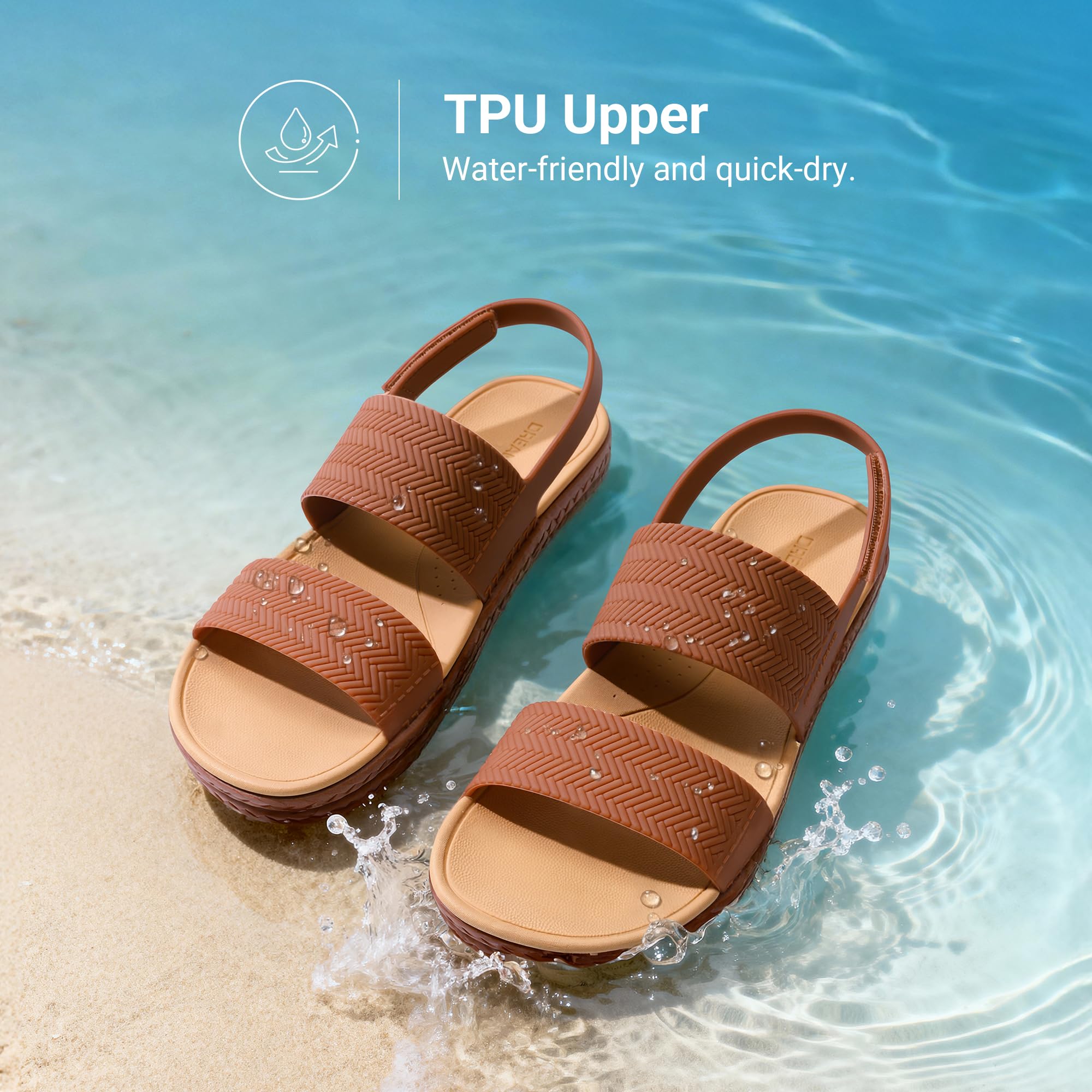 DREAM PAIRS Sandali da Donna Impermeabili – Comode Scarpe Estive Basse con Zeppa per la Spiaggia, il Tempo Libero e le Passeggiate