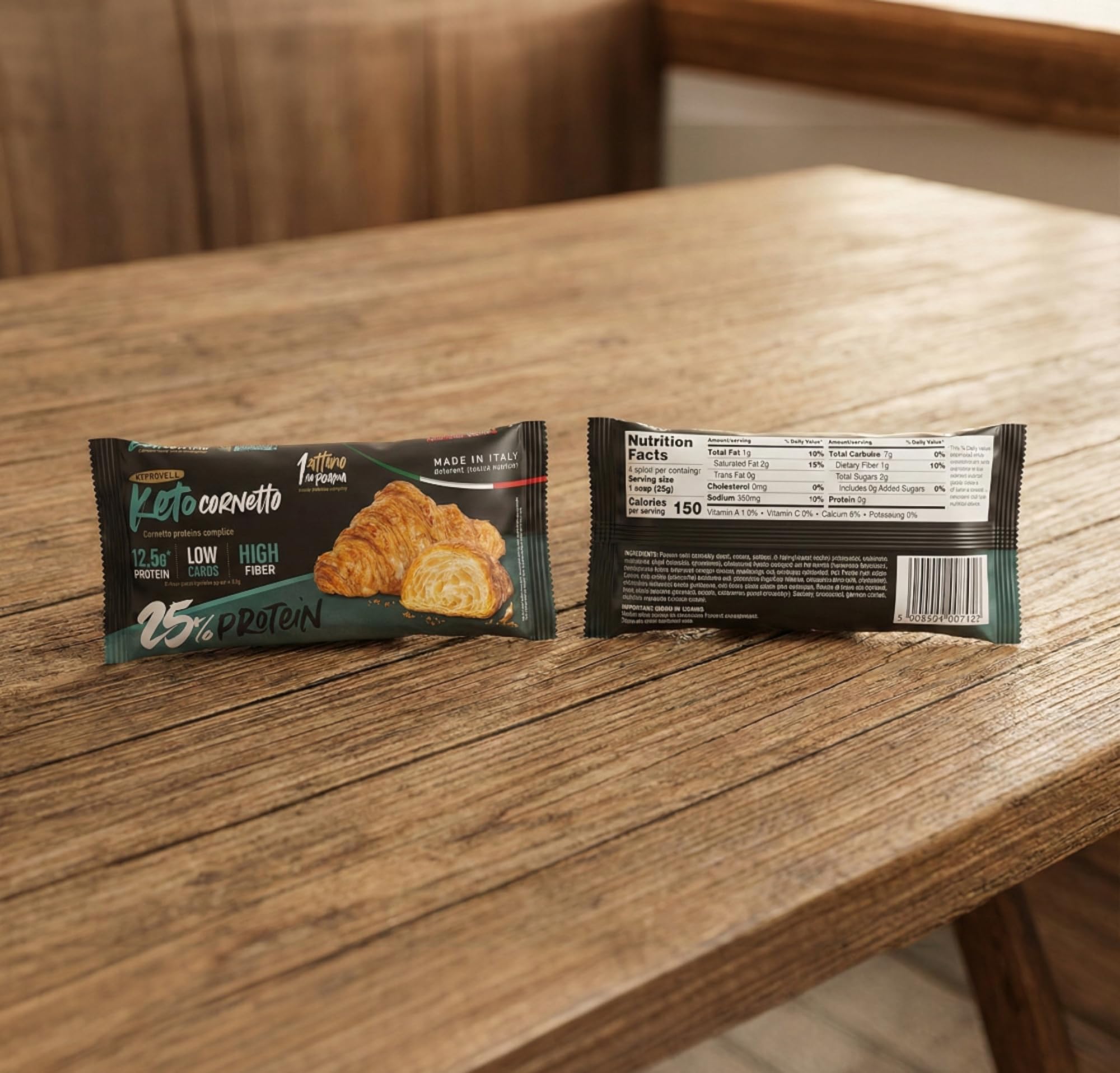 1Attimo in Forma Cornetto Proteico Keto Vuoto 50g, Croissant Proteico Low Carb ad Alto Contenuto Proteico, Ideale per Dieta Chetogenica e Colazione Proteica