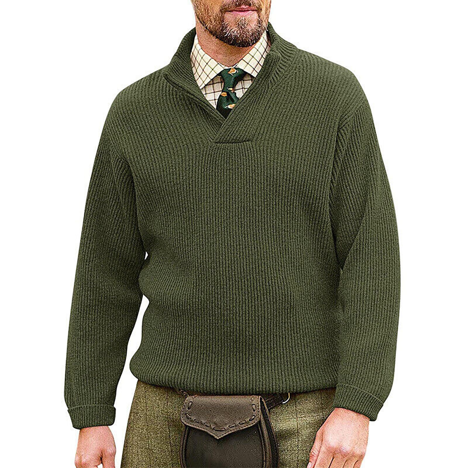Sudadera básica para hombre, cuello de pico, jacquard, jersey de punto de invierno, corte regular, jersey de invierno, manga larga, cuello alto, tiempo libre, algodón, manga larga