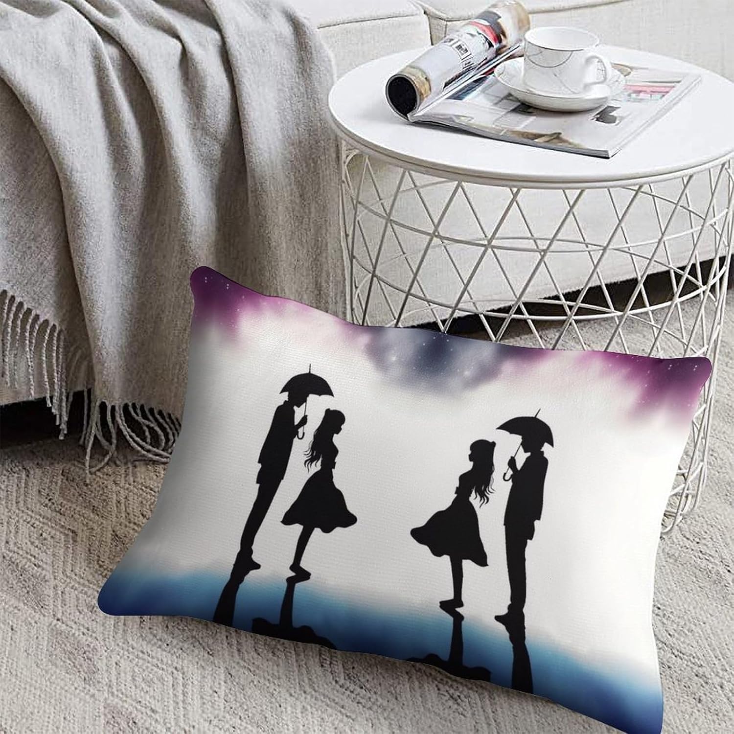 Decorative Body Pillow Cover Throw Pillow Cover Bed Pillows Case with Zipper Anime Lovers Silhouette Queen Size Pillowcases Plush Long Pillows Sham for Bedroom Sofa Patio Outdoor 8"x12" image 4
