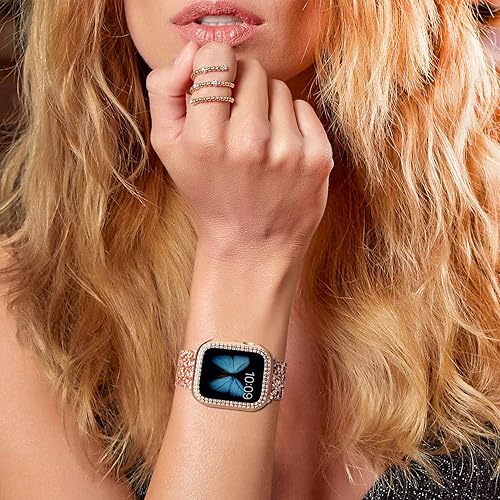 Miniatura 6 de Correas brillantes compatibles con Apple Watch Band + funda Ultra 21 de 1.49, 1.57, 1.61, 1.65, 1.73, 1.77 y 1.73 pulgadas, correa de cuero con