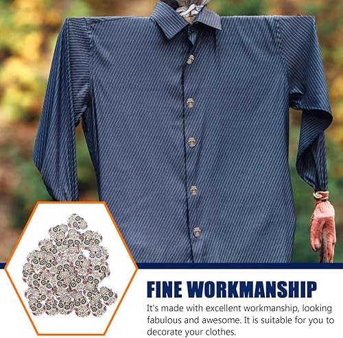 Miniatura 3 de GLEAVI Botones de calavera para coser 50 piezas de dos agujeros pequeños botones de madera para proyectos de manualidades y decoración de ropa