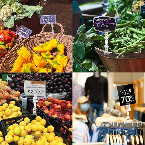 Miniatura 6 de Clips transparentes para letreros de mercancía, paquete de 30 soportes de plástico para estantes, etiqueta de precio giratoria de doble cara en