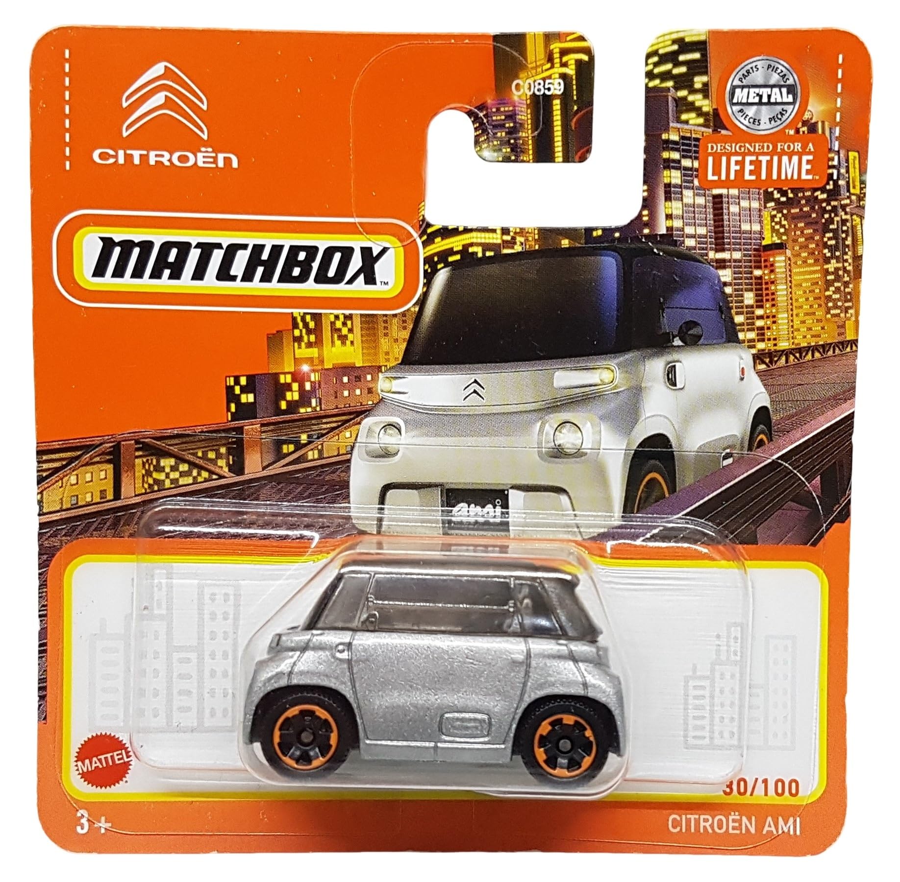 Matchbox - Citroen AMI - MBX Metro 30/100 - HVN73 - Short Card - Silver Metallic - Superfast Lesney - Mattel 2024-1:64