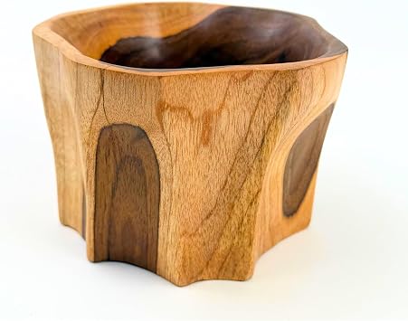 ANDALUCA Live Edge Decorative Teak Wood Catch All Bowl 6in Small