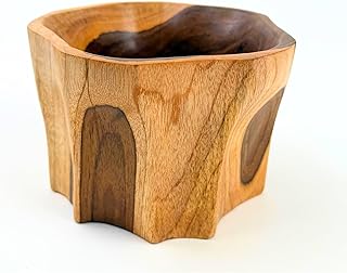 ANDALUCA Live Edge Decorative Teak Wood Catch All Bowl 6in (Small)