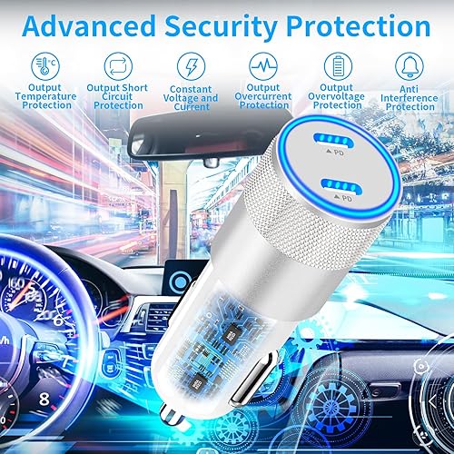 Miniatura 4 de Apple MFi Certified iPhone 15 Fast Car Charger, GODMADES 2Pack 72W Type-C iPhone Car Charger Fast Charging Cigarette Lighter+USB-C to USB-C Cable