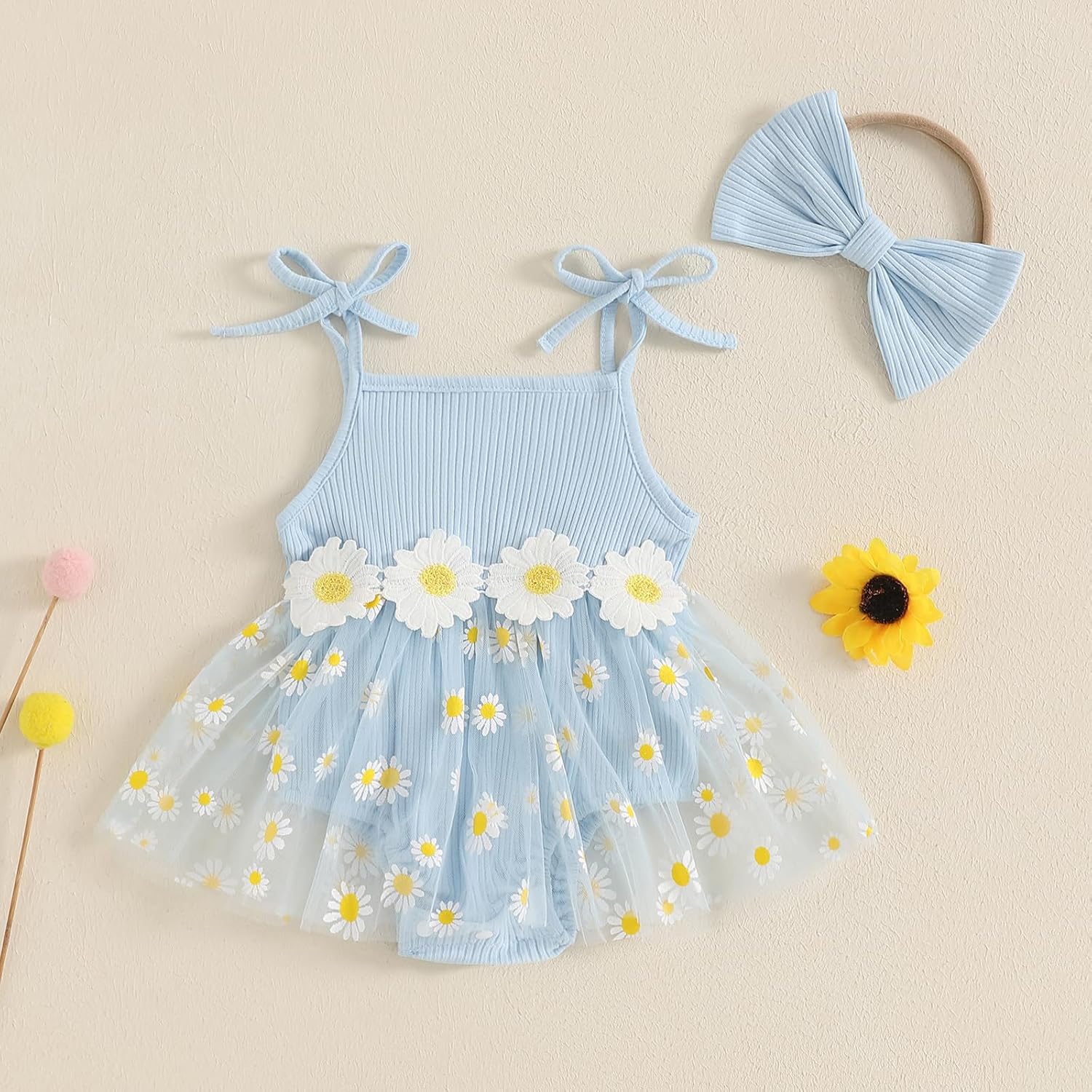 Mubineo Baby Girl Summer Clothes Cute Flower Boho Romper Dress Daisy Skirt Outfits Newborn Sleeveless Rompers Jumpsuit - Image 3