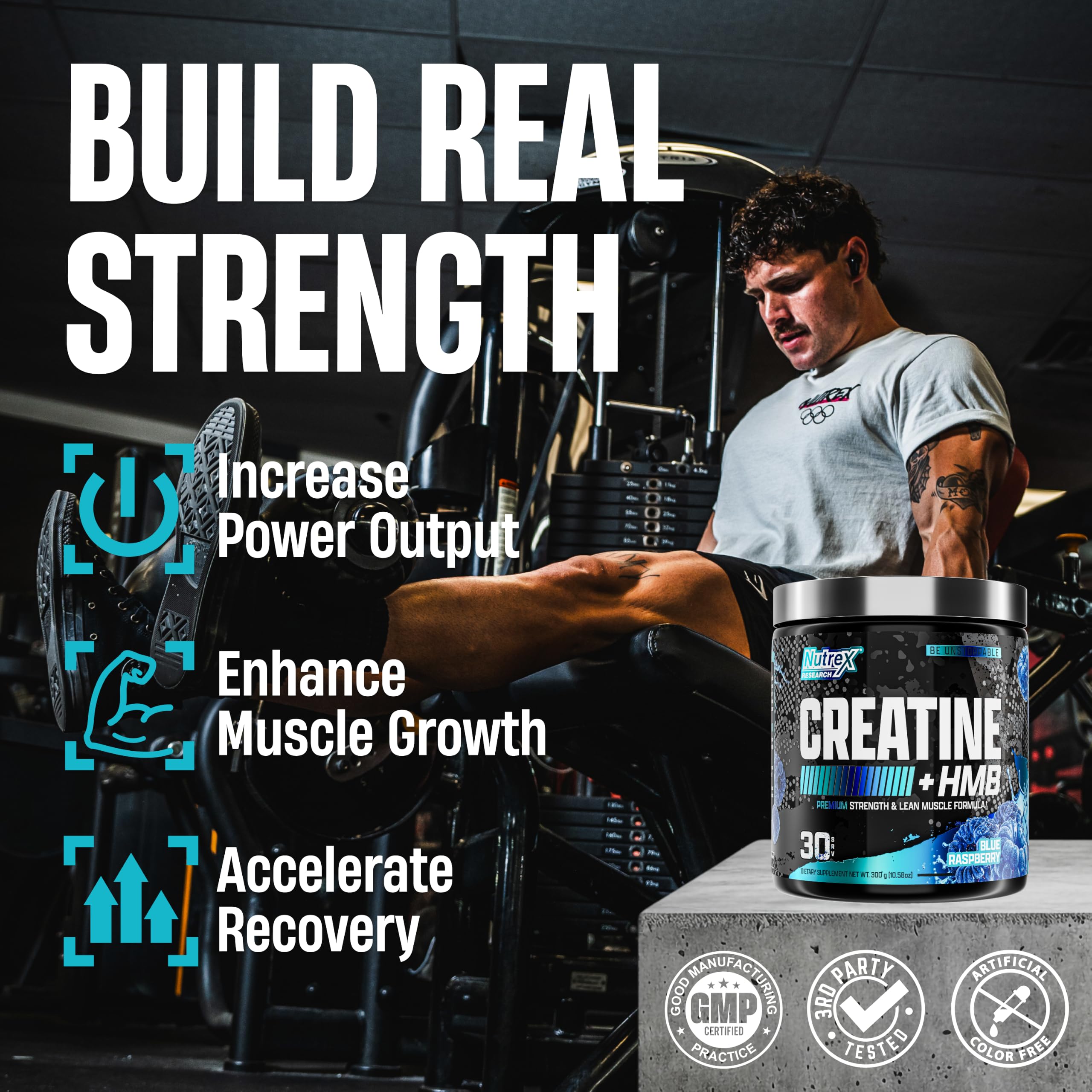 Nutrex Research Creatine HMB Powder - Creatine Monohydrate Powder with HMB for Muscle Growth, Strength, Energy and Performance - Transparent Formula (Blue Raspberry) — Amazon image 6