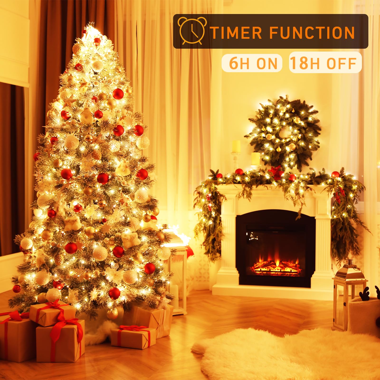 YAGOPAL Luci Natale Esterno,100M 800LED Luci di Natale Impermeabile 8 Modalità con Timer Halloween Christmas Catena Luminosa per Interno Esterno Casa Giardino Patio Festa Natale Albero
