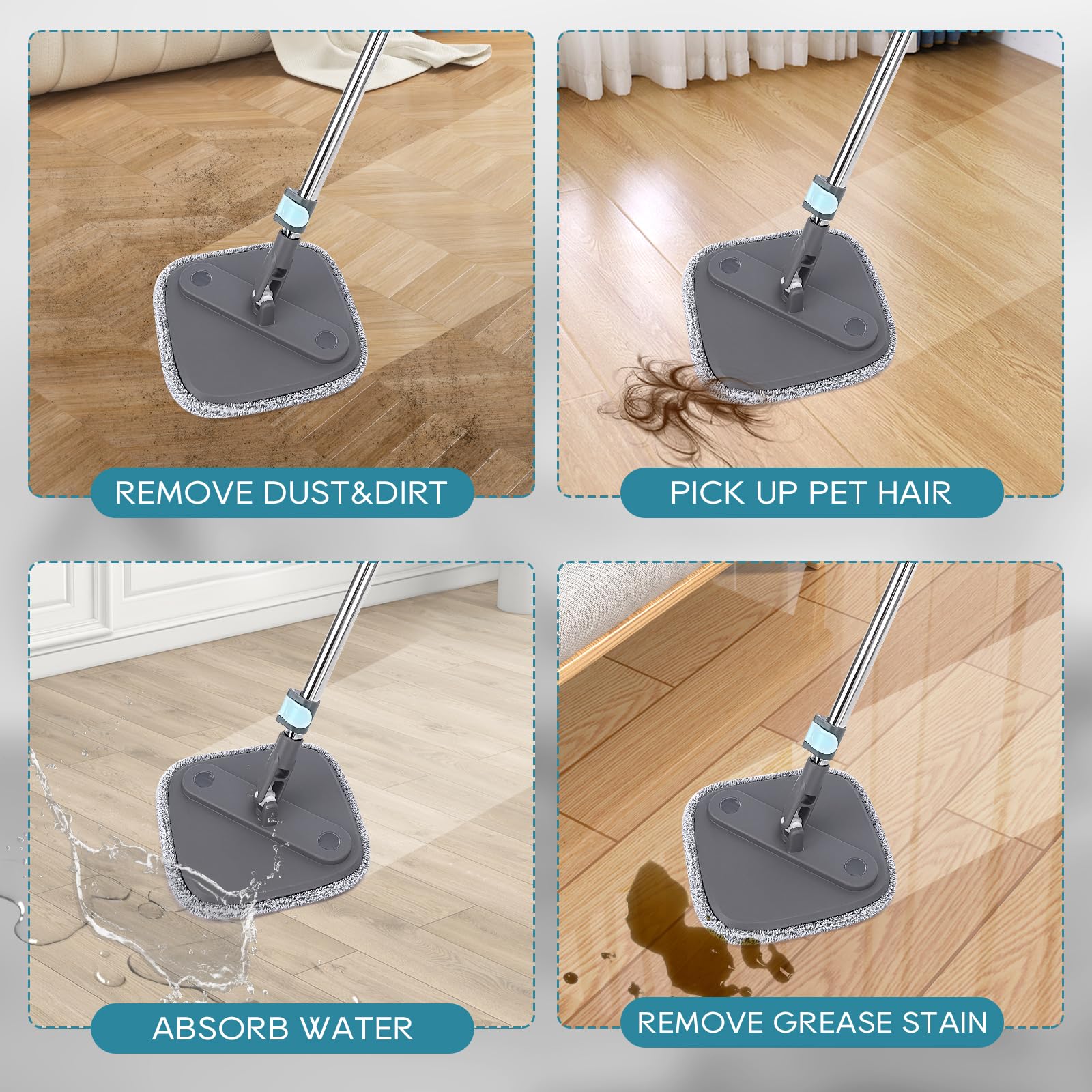Lot de 6 recharges de serpillères en microfibre pour balai carré