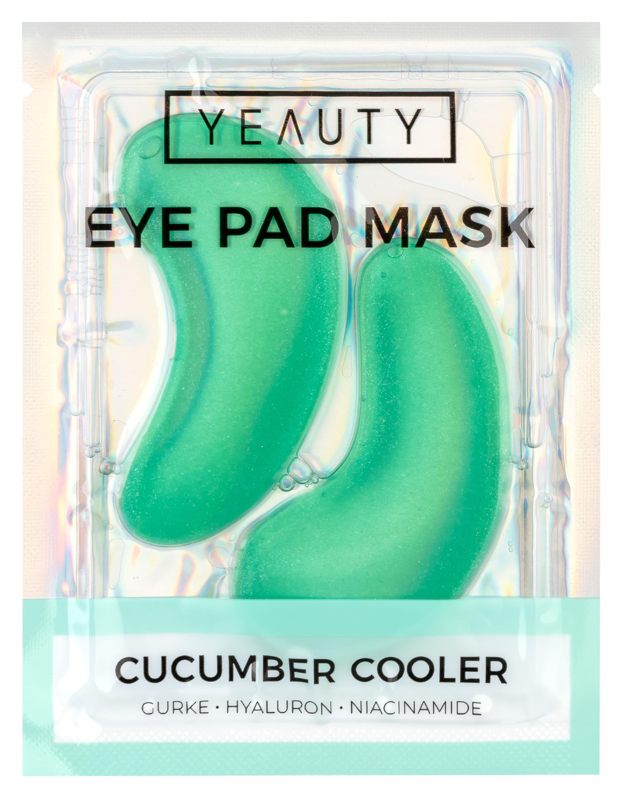 YEAUTY Cucumber Cooler Eye Pad Mask | Pflegeserum aus Gurkenextrakt, Hyaluron, Niacinamiden | kühlen und glätten die Haut | feuchtigkeitsspendend
