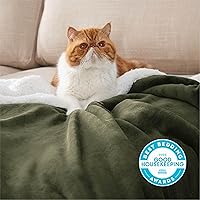 Vista 195 de Bedsure Manta de tamaño King de vellón sherpa para la cama, gruesa y cálida para el invierno, suave y mullida, grande, color lino, 108 x 90 pulgadas