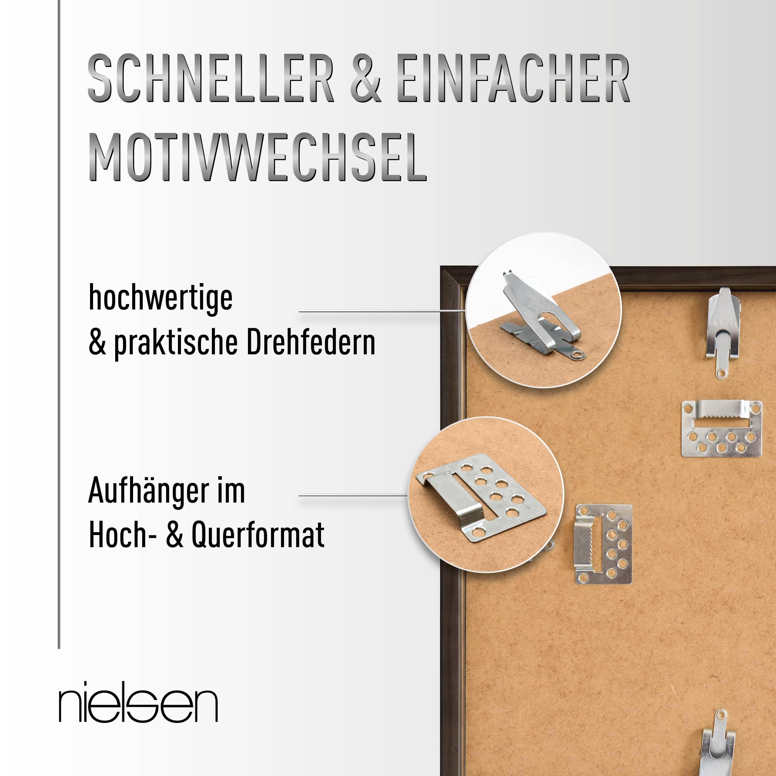 nielsen Schallplatten Rahmen, 31,4 x 31,6 cm (3er Set), Holz, Schwarz, Vinyl Rahmen zum Aufhängen im Hoch- & Querformat, bruchsicheres Kunstglas, Vinyl Holz