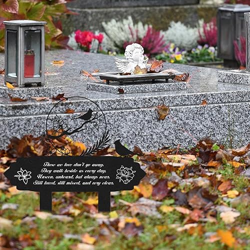 Miniatura 5 de Rngmsi Decoraciones de tumbas para cementerio  Placa decorativa para tumba de jardín, placa de estacas de pájaro conmemorativo para seres queridos,