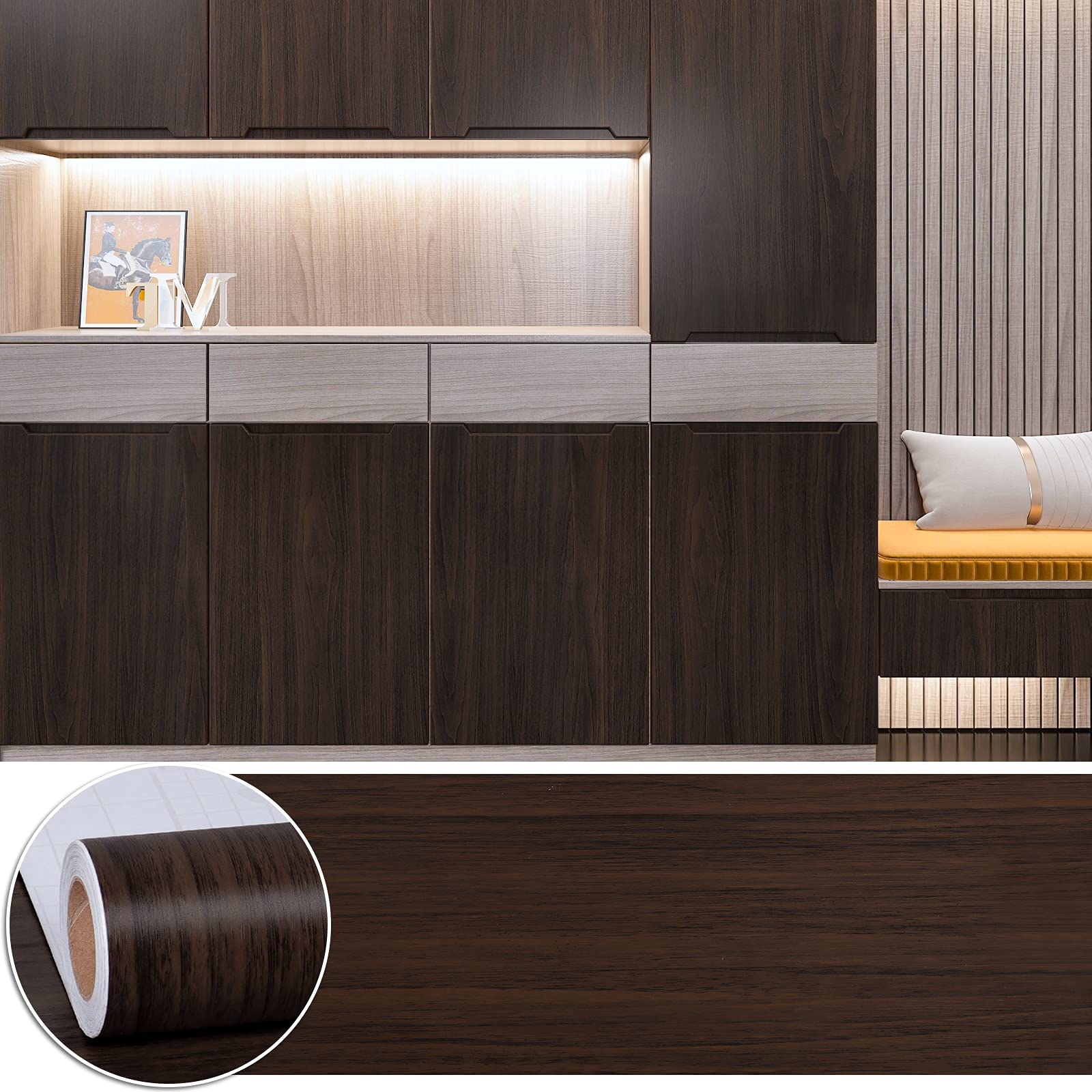 Buy CHICHOME Dark Brown Wood Grain Contact Paper 30 Inch X118 Inch Peel