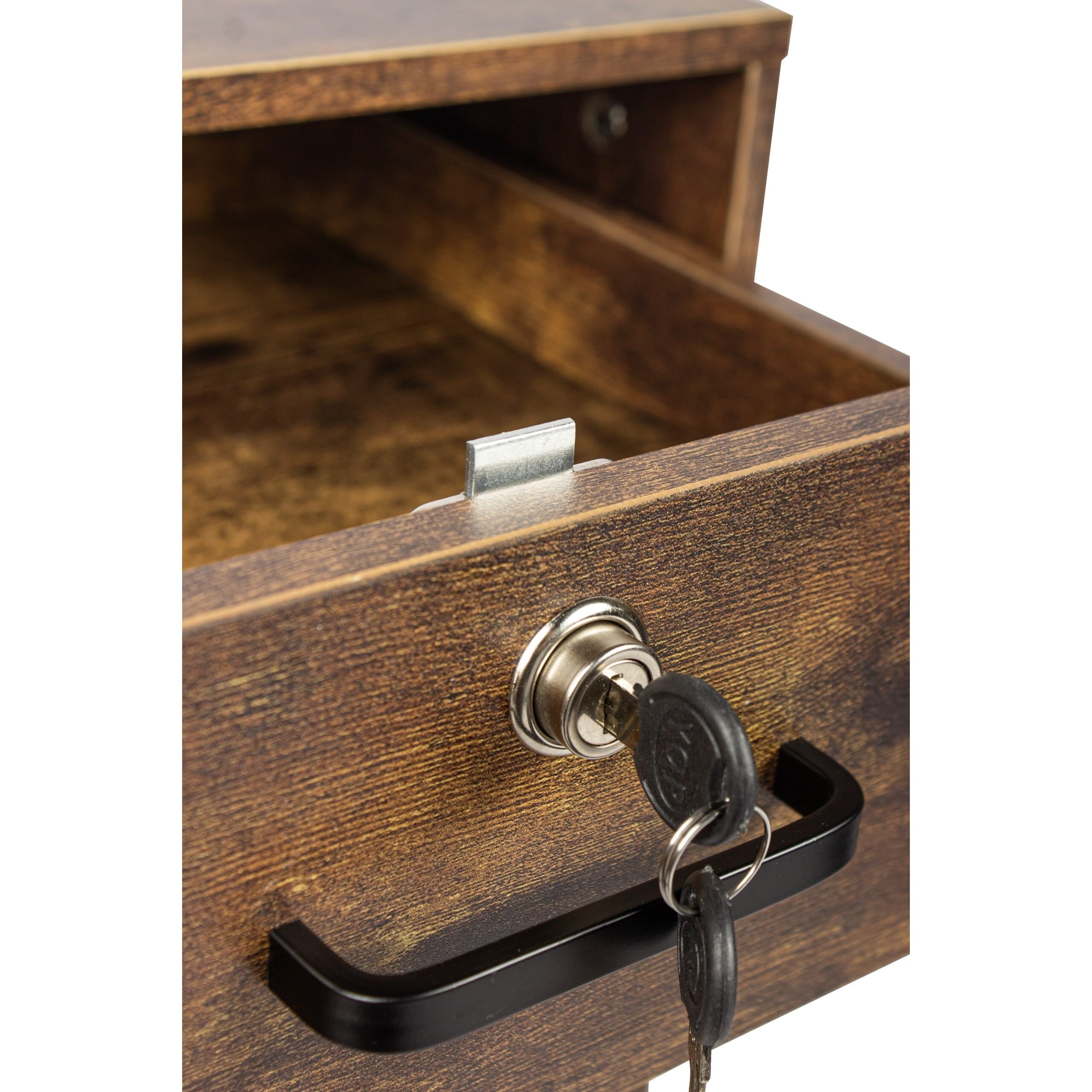 Relaxdays Rollcontainer Marrone Vintage con cassetto, Anta, Serratura, HBT 57x40x40 cm