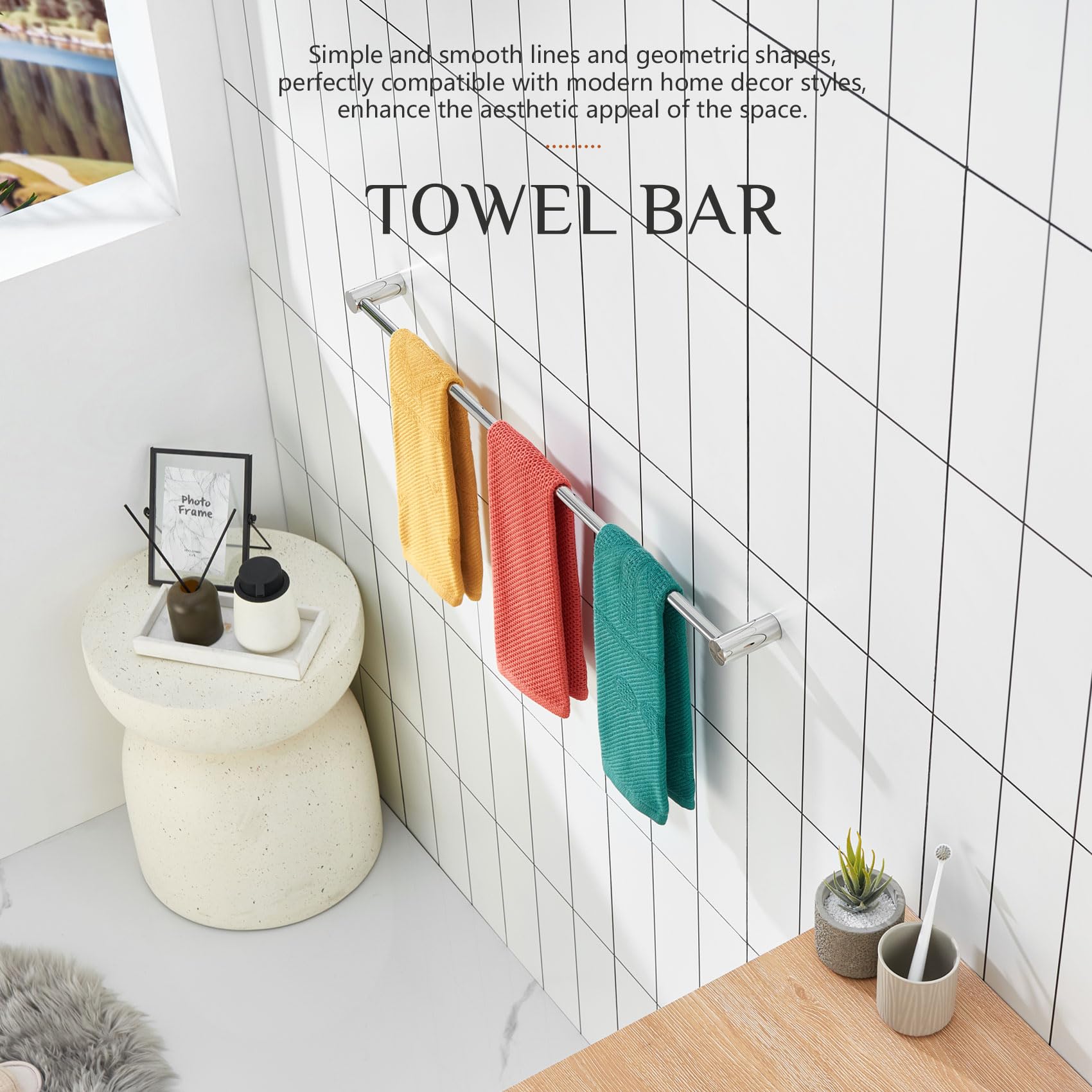 KOKOSIRI Porte-Serviettes chromé 91,4 cm pour Salle de Bain et Toilettes, Fixation Murale, Accessoires de Salle de Bain en Acier Inoxydable Poli, B4007CH-L36