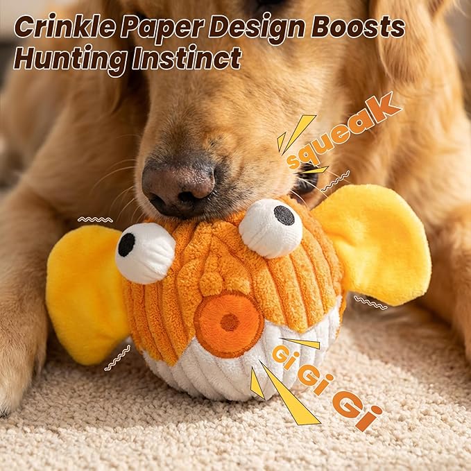 Juguete para Perros Pequeños, Pez de Peluche con Chillido y Arrugas miniatura 4