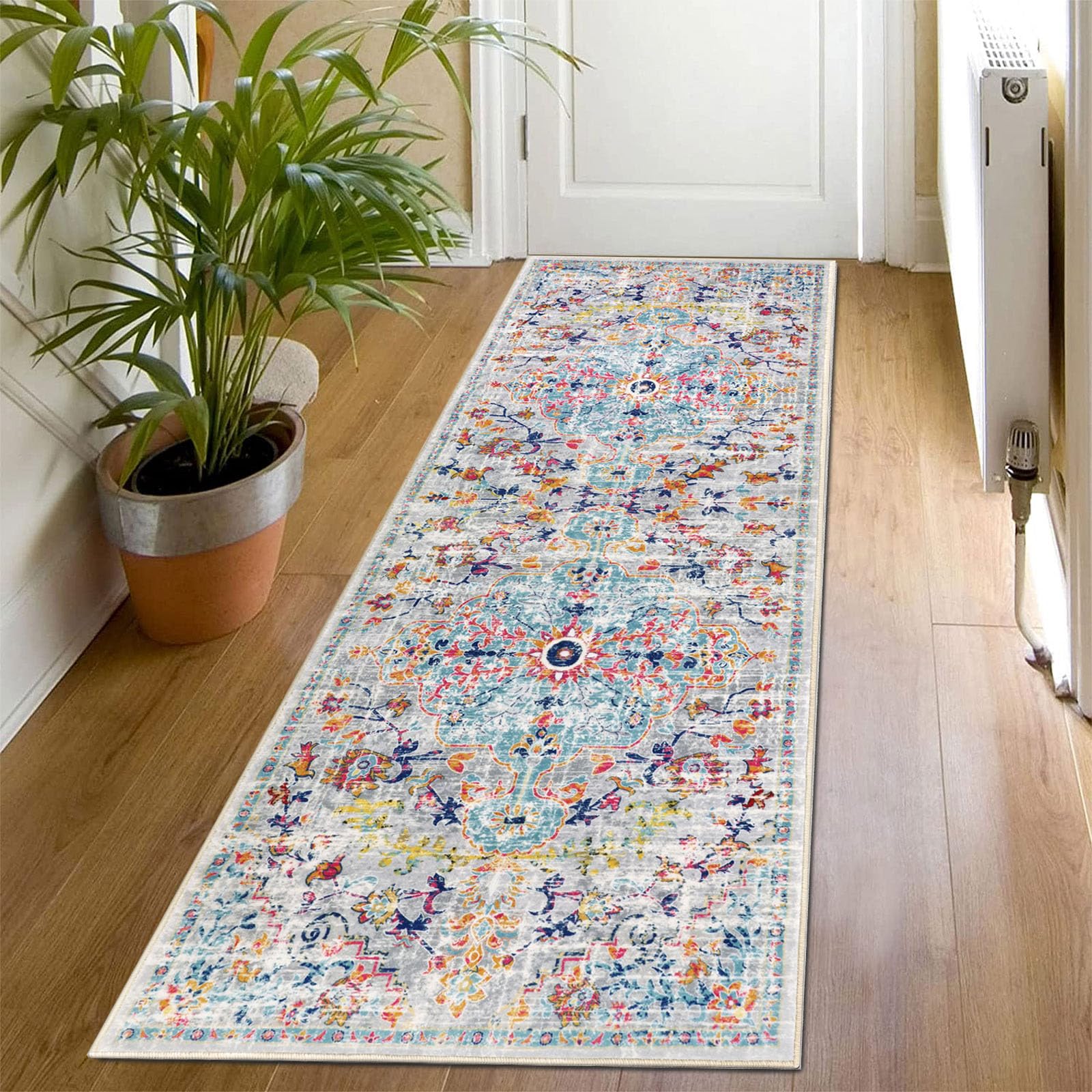 SHACOS Hallway Runner Rug 50x150cm Non-Slip Boho Carpet Runners for Hallways Distressed Washable Kitchen Rugs Low Pile Hall Floor Carpet Runner for Entryway, Living Room, Bedroom, Laundry Room