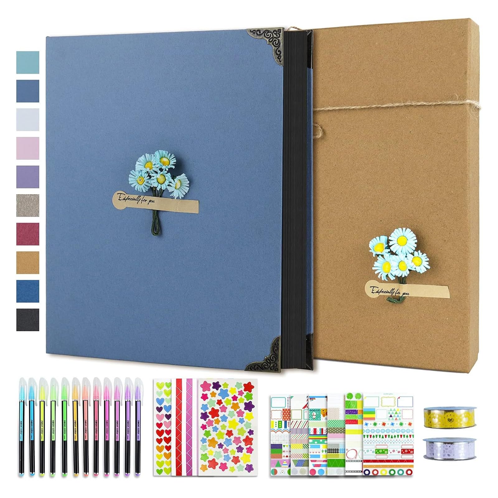Diys Scrapbook Photo Album Set Hardcover Krafts Paper Photo Book Diys Memory Book Set with Accessories for Wedding Travel Memory