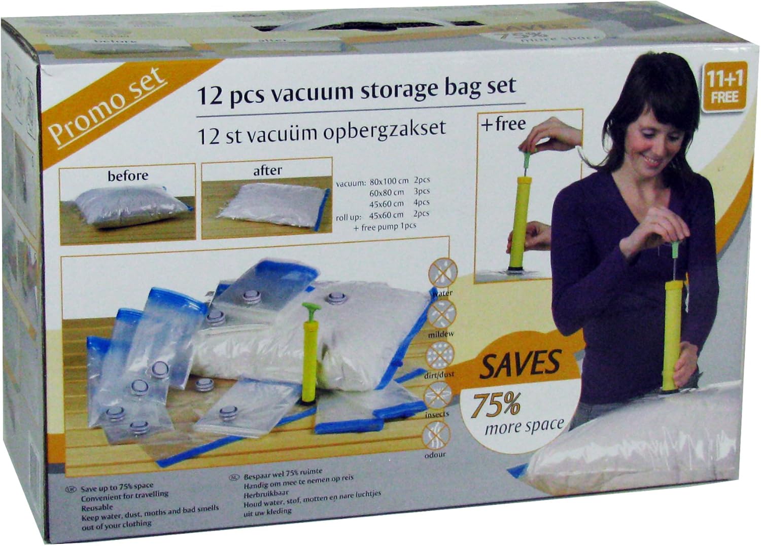 K2M 15437 Kit Bags for Vacuum Storage 12 Pieces