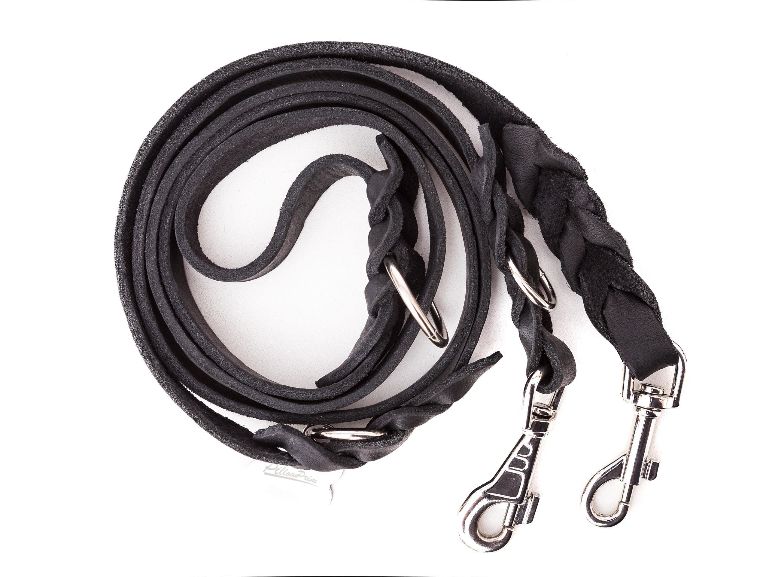 Guinzaglio regolabile in pelle per cani, guinzaglio in pelle, guinzaglio regolabile in diverse posizioni, nero