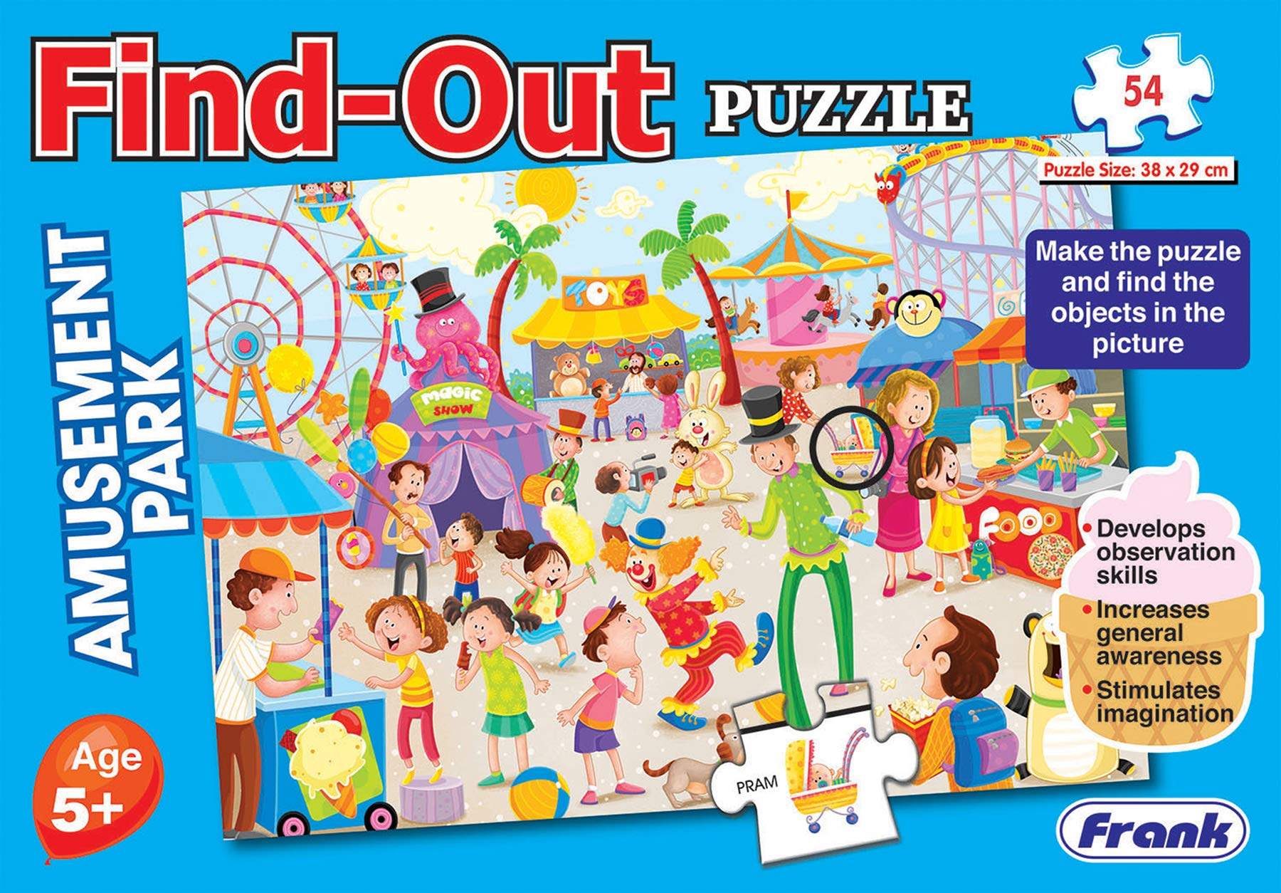 Frank Find-Out Puzzle - Amusement Park - 54 Piece Jigsaw Puzzle for Kids for Age 5 Years Old and Above