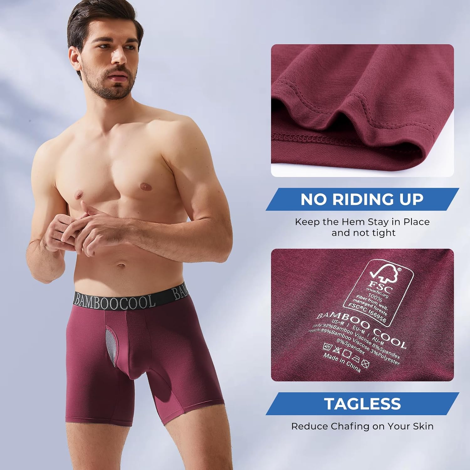 BAMBOO COOL BreezeBoo Men's Ultra Breathable Underwear Mesh Boxer Briefs with Lightwight Wasitband,No Ride Up,Multipack - Image 5