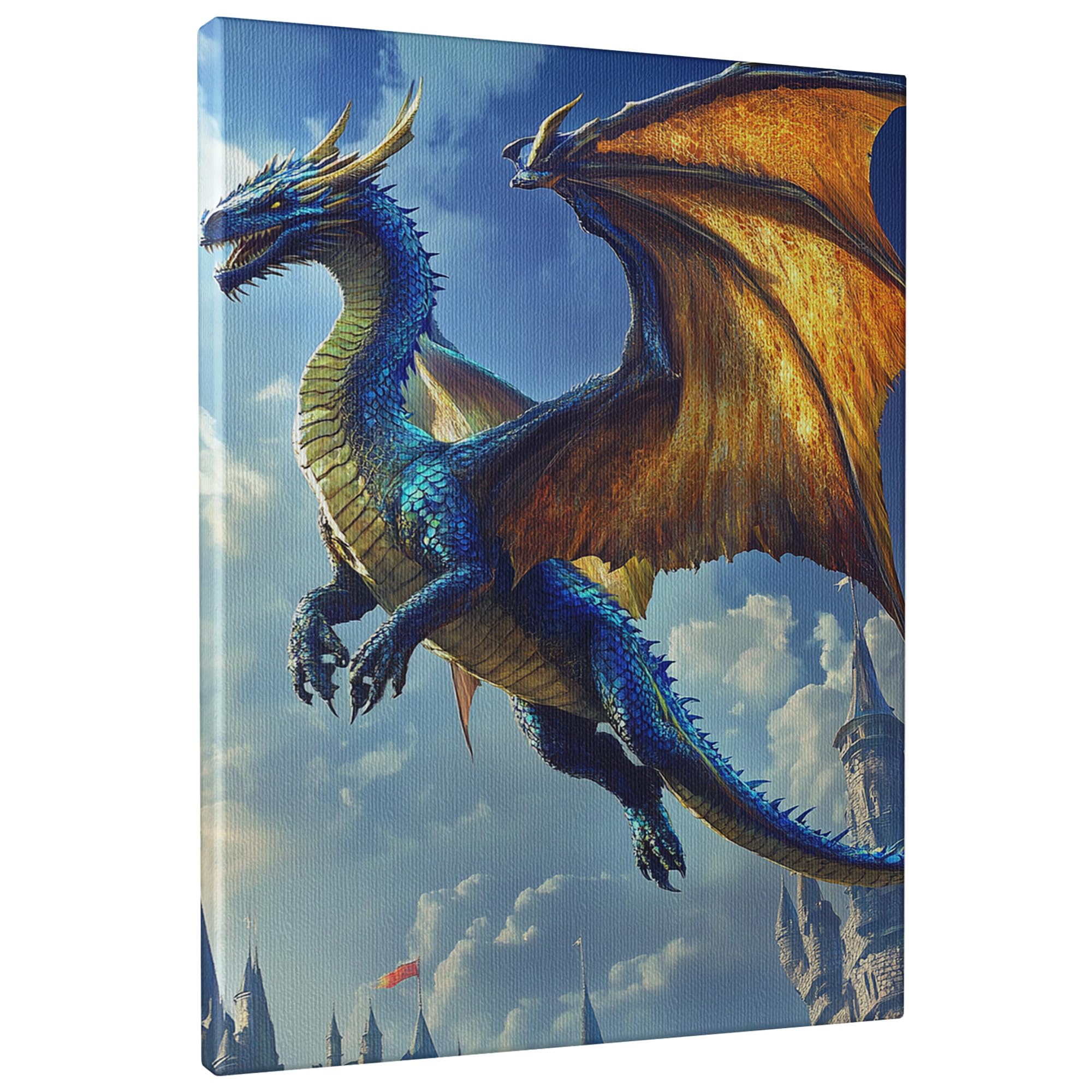 Amazon.com: Majestic Dragon Canvas Wall Art, Blue Green Fantasy