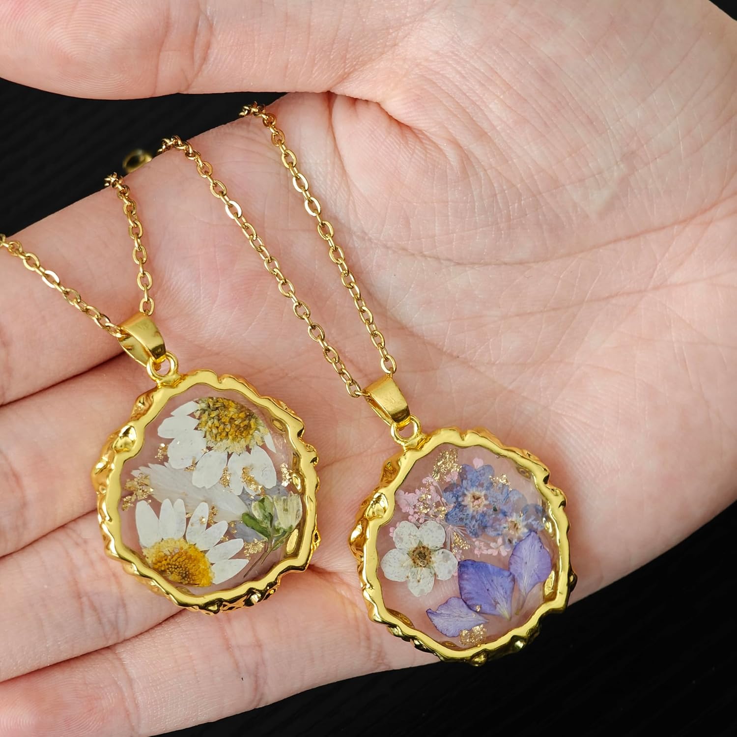 Pressed Flower Necklace Dried Flower Necklace For Women Jewelry Pressed Flower Handmade Necklaces For Women Lucky Flower Perfect Gifts For Girls/Mom/Friends - Image 4