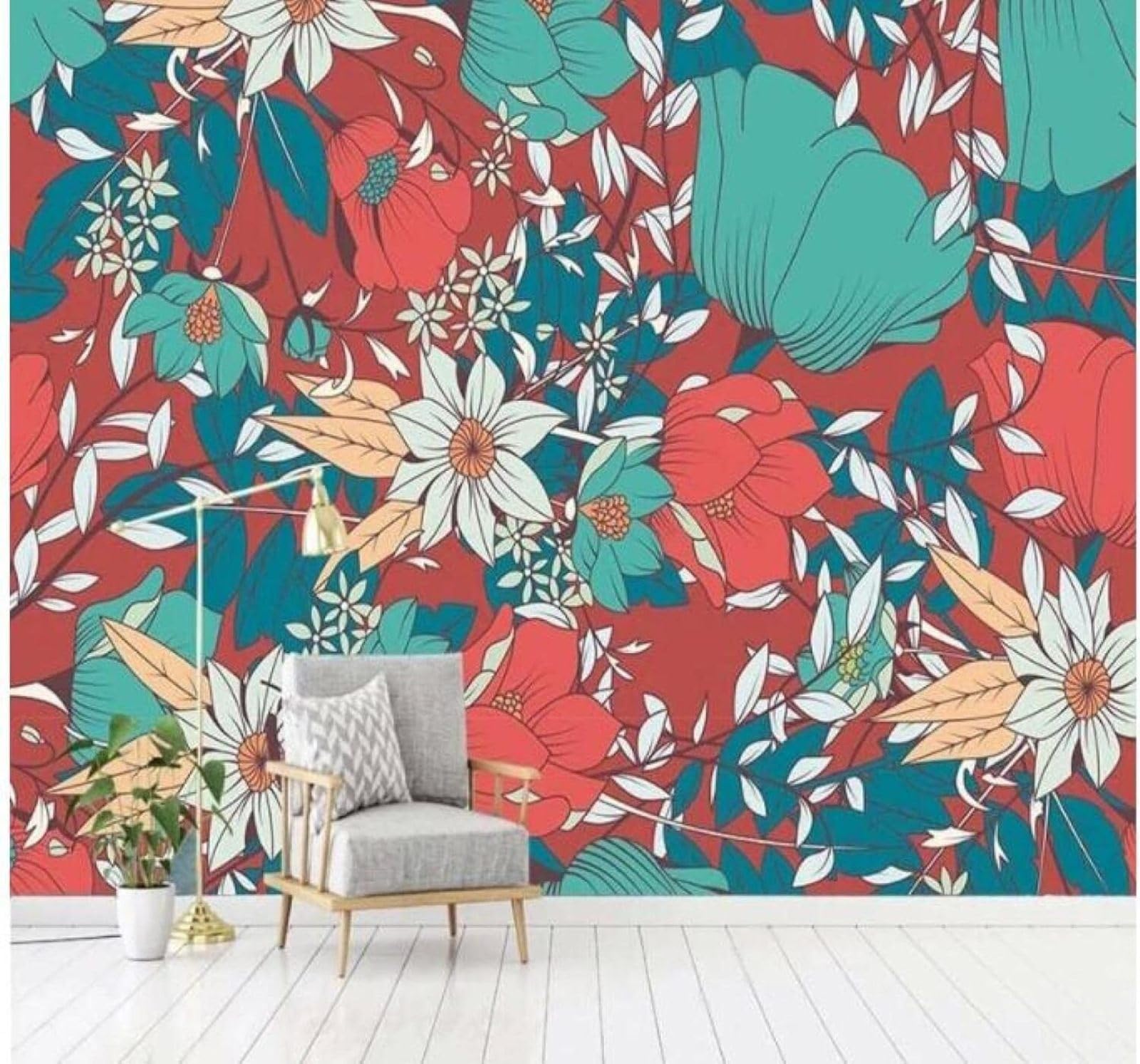XLMING Hand Drawn Beautiful Colourful Plants Flowers 3D Wallpaper Luxury Home Dining Decor Paste Sofa Living Room The Wall for Bedroom Mural-430cm×300cm
