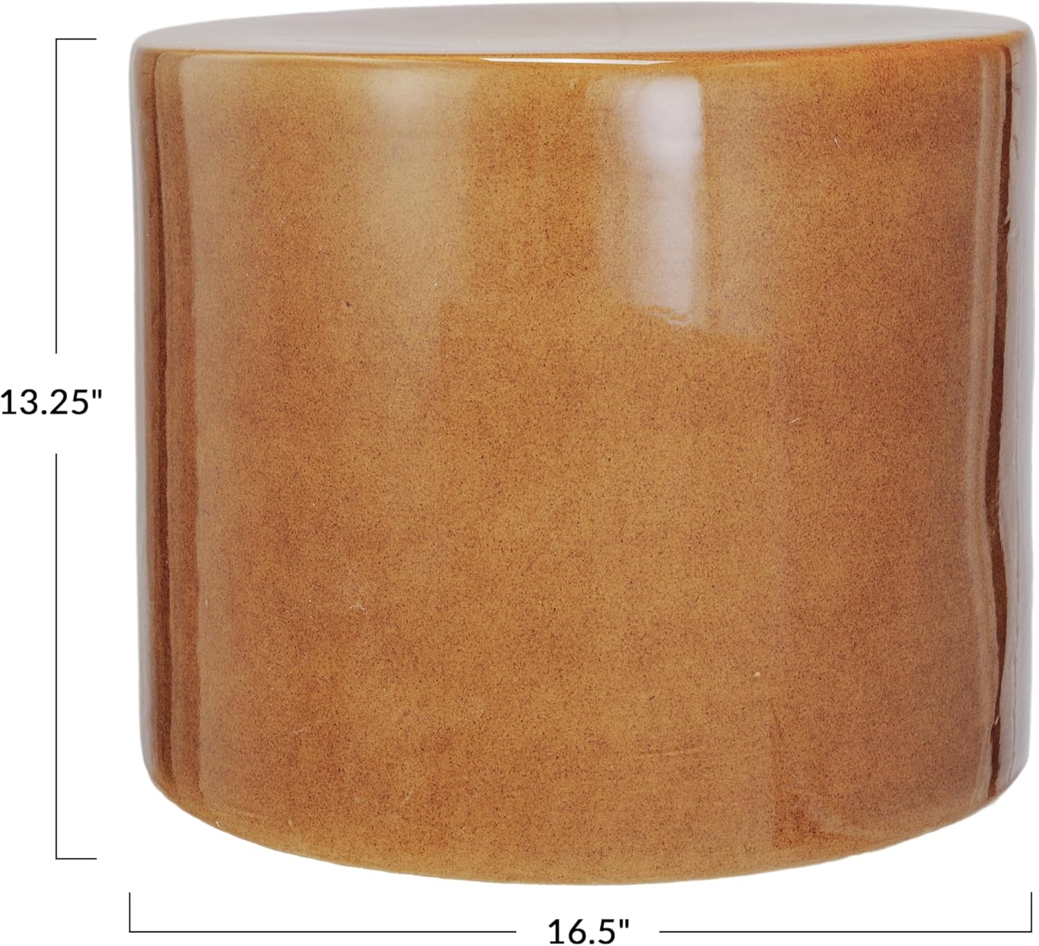 Creative Co-Op Stoneware Round Stool with Reactive Glaze, Mustard