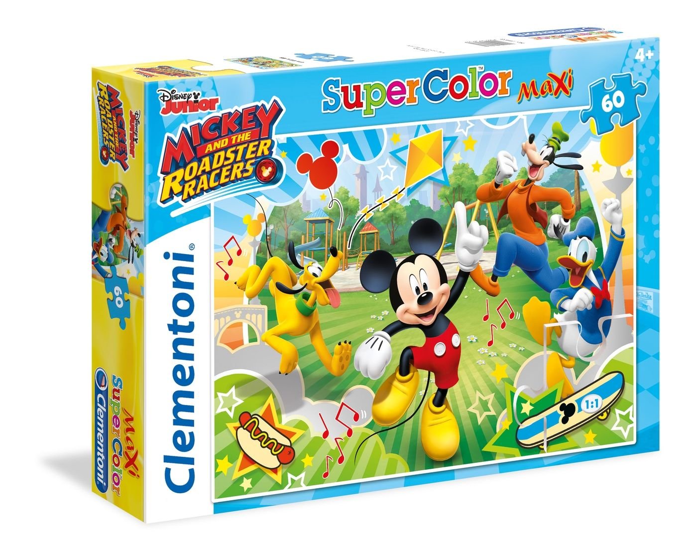 Clementoni - 26433 - Supercolor Puzzle - Mickey and the Roadster Racers - 60 Maxi Pieces - Disney