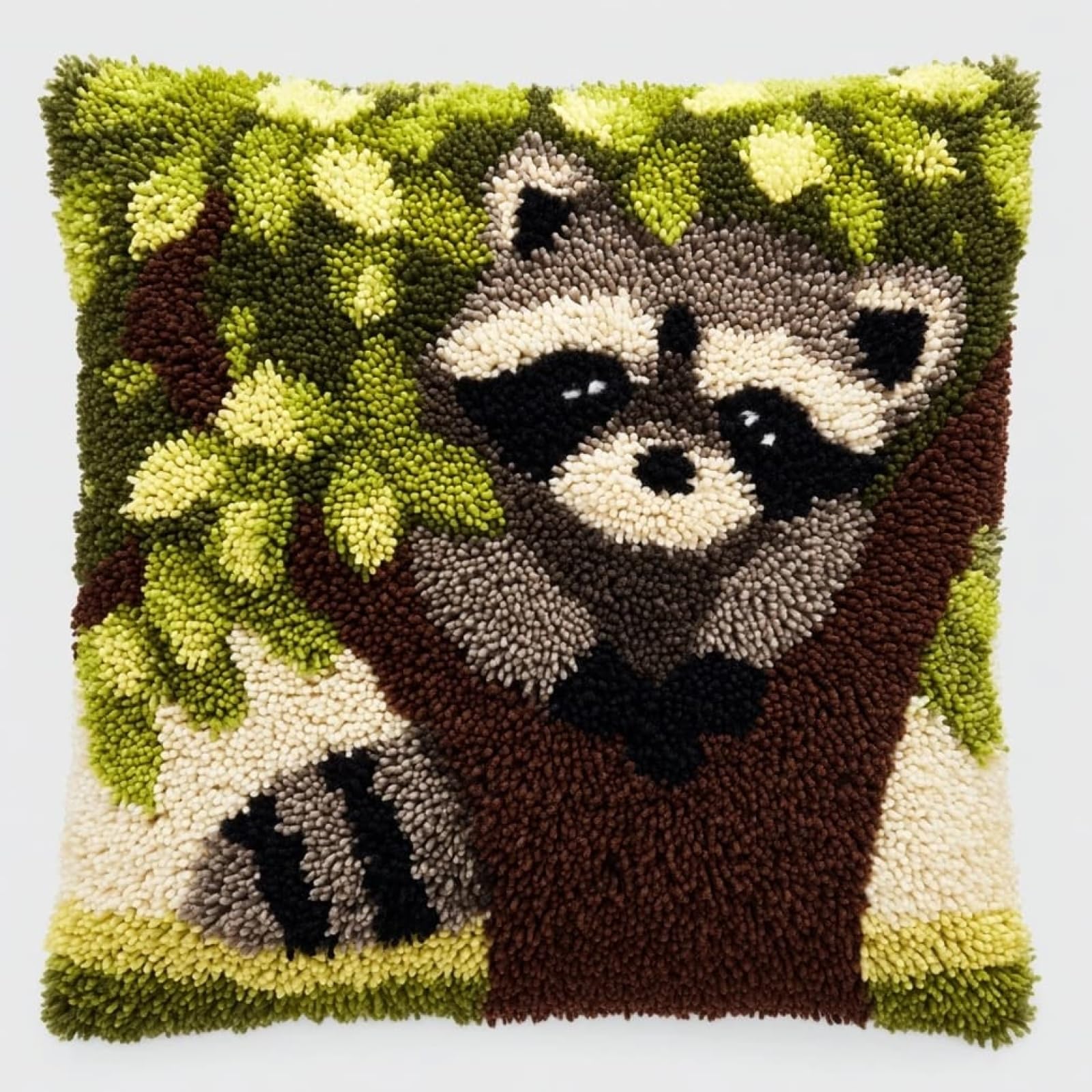 AxiangziK Creative Latch Hook Pillow Kit,Raccoon