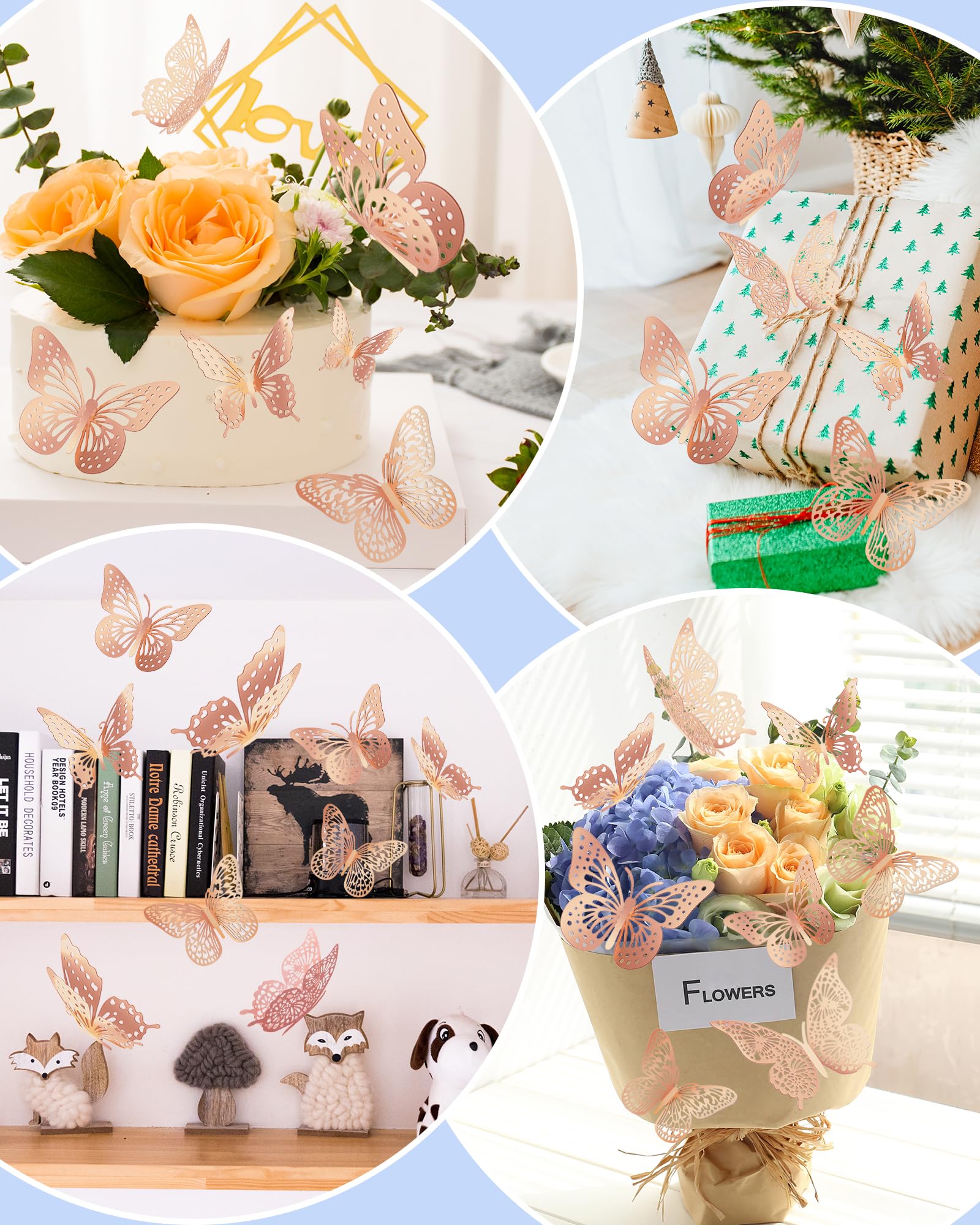 72Pcs 3D Butterfly Wall Decor, Halloween Black Butterfly Decorations 3 Styles 3 Sizes, 3D