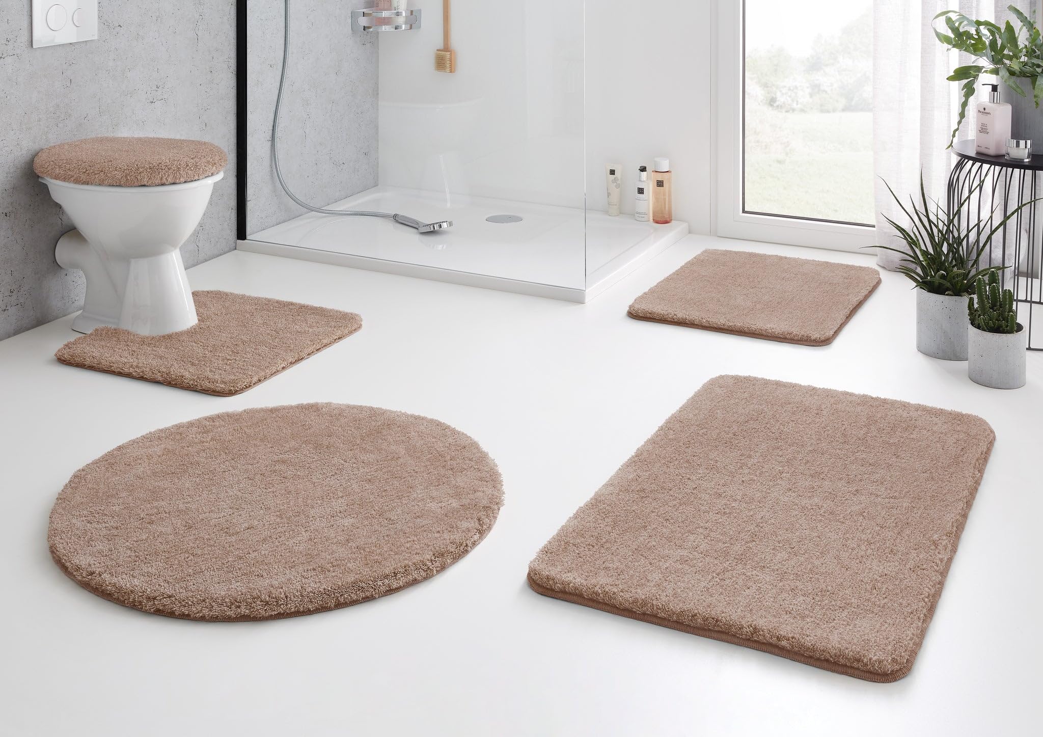 Kleine Wolke Badteppich-Set Relax Taupe 2-teilig 50x50cm und 55x85cm