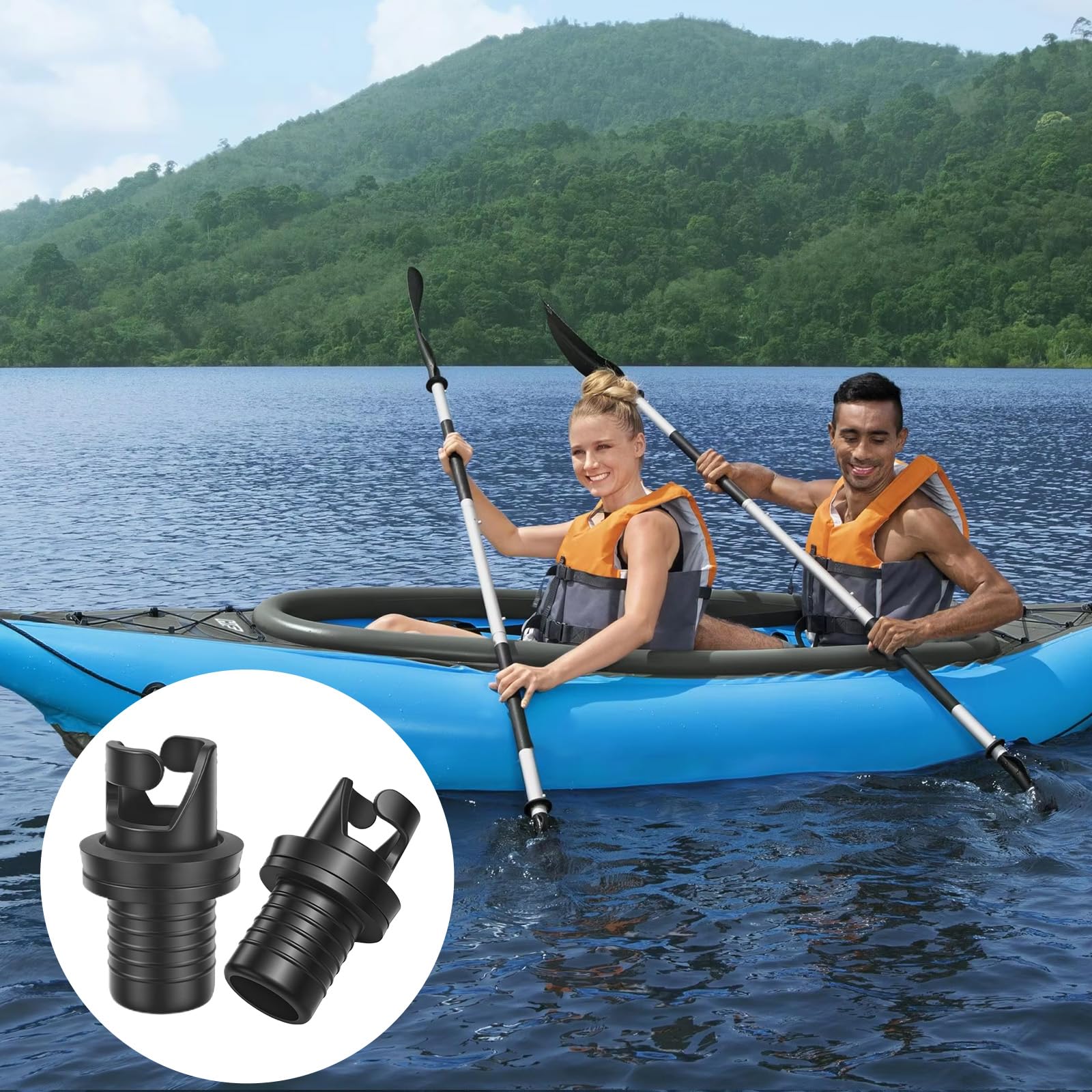 2 Pezzi Adattatore per Valvola Gommone, Nero Adattatore Pompa SUP, Plastica Adattatore per Kayak Valvola H-R, Adattatore Pompa per Gonfiabili, Adattatore Valvola Aria SUP per Barca, Gommoni