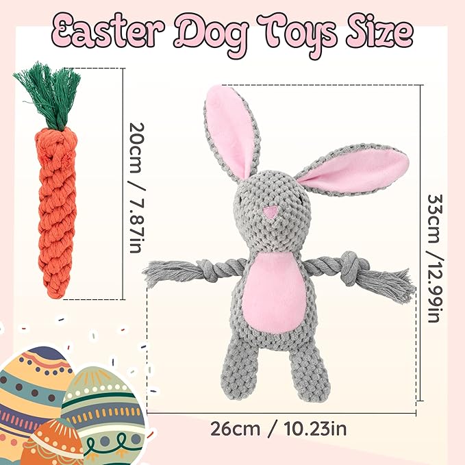Pack de 3 Juguetes para Perro Conejo de Pascua, Mordibles Sonoros miniatura 2
